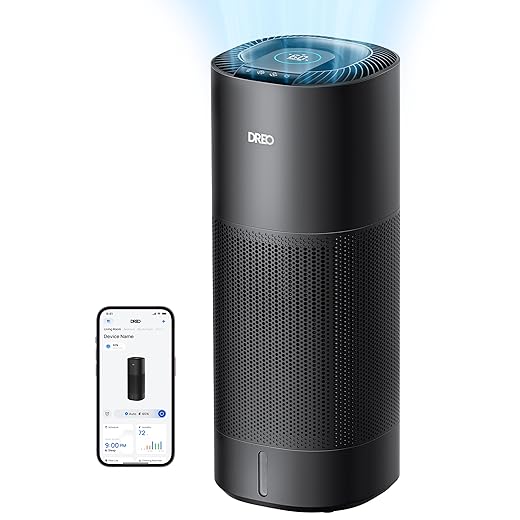 DREO Smart Evaporative Humidifier Large Room up to 1000ft², 800ml/h High Output Air Humidifiers for Bedroom, 10L, 50H Long Runtime with Precise Humidification for Plants, Home, Office, Black, HHM774S