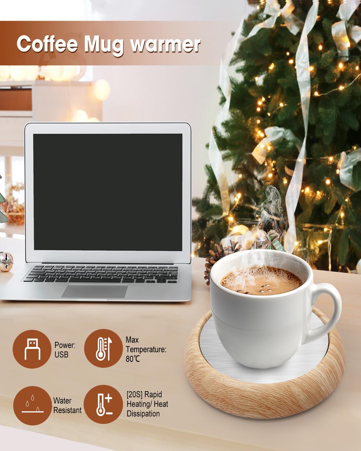 MYMULIKE Riscaldatore per tazze da caffè - Scaldacazze, con USB, per tè, acqua, latte per scrivania, scalda tazze da caffè da scrivania casa, ufficio