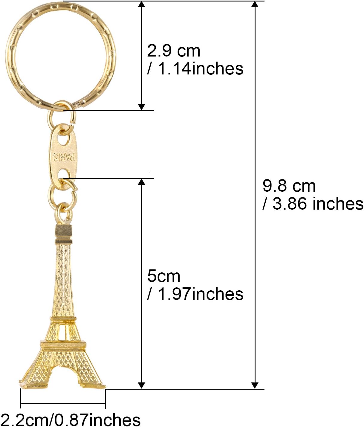 Outus 15 Pieces Eiffel Tower Keyring Retro Adornment French Souvenirs Keychains (Gold) : Clothing, Shoes & Jewelry