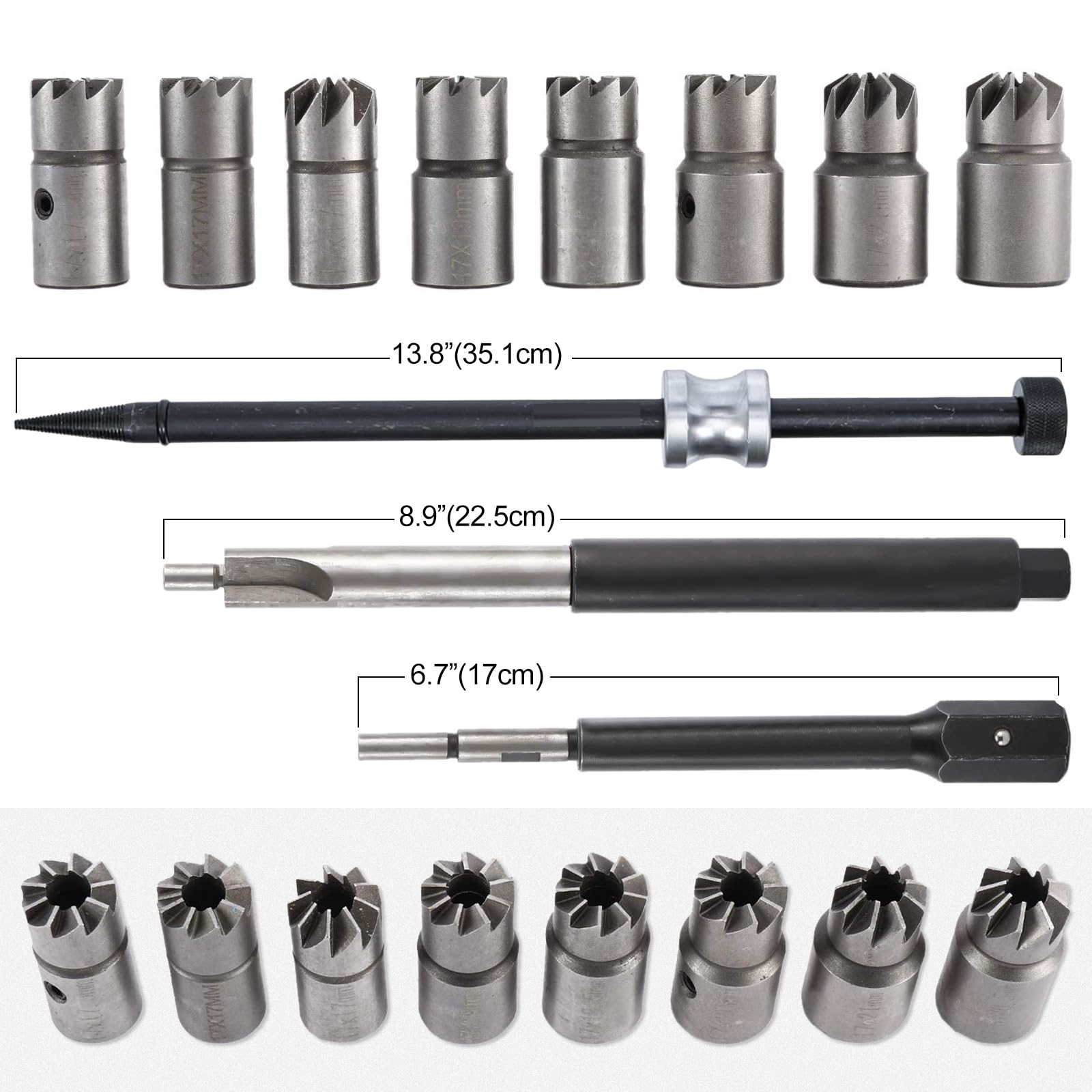 FreeTec 18pcs Fraise Injecteur Diesel, 14-21,5 mm Kit Fraise Siège Injecteurs avec 4-15mm Extracteur Joint Injecteur, Alésoir Nettoyage Puit Extracteur Joint Injecteurs Diesel pour VW Audi BMW (Rouge)