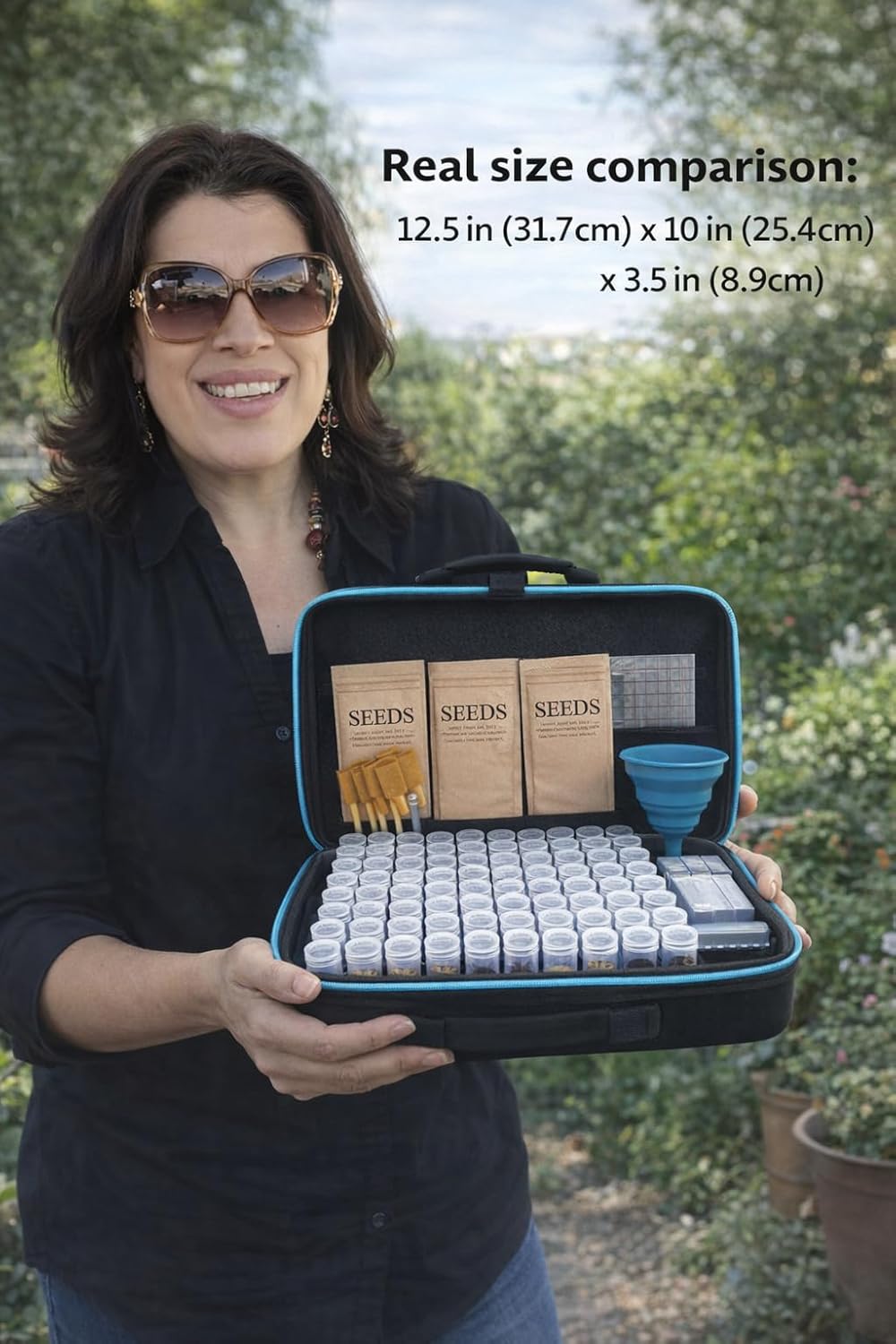 Seed Storage Organizer Box with 120 Containers, Zipper Bag, Seed Envelopes, Labels, Funnels & Tweezers – Seed Saver Storage Kit for Gardeners