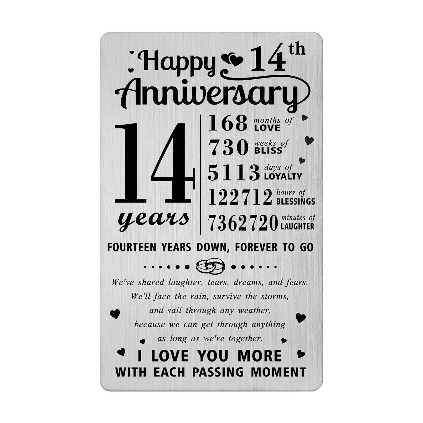Richesele 14th Anniversary Card, Happy 14 Year Wedding Anniversary Wallet Card