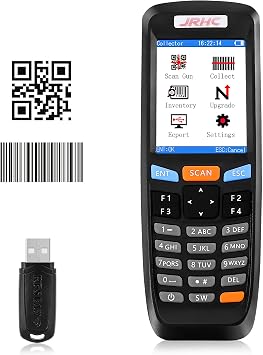 1D 2D Portable Inventory Scanner,JRHC Collector Counter 2.4G Wireless Barcode Scanner Long Transmission Distance Multifunctional 2.8 Inch LCD Screen Barcode Reader for Warehouse, Library, Store