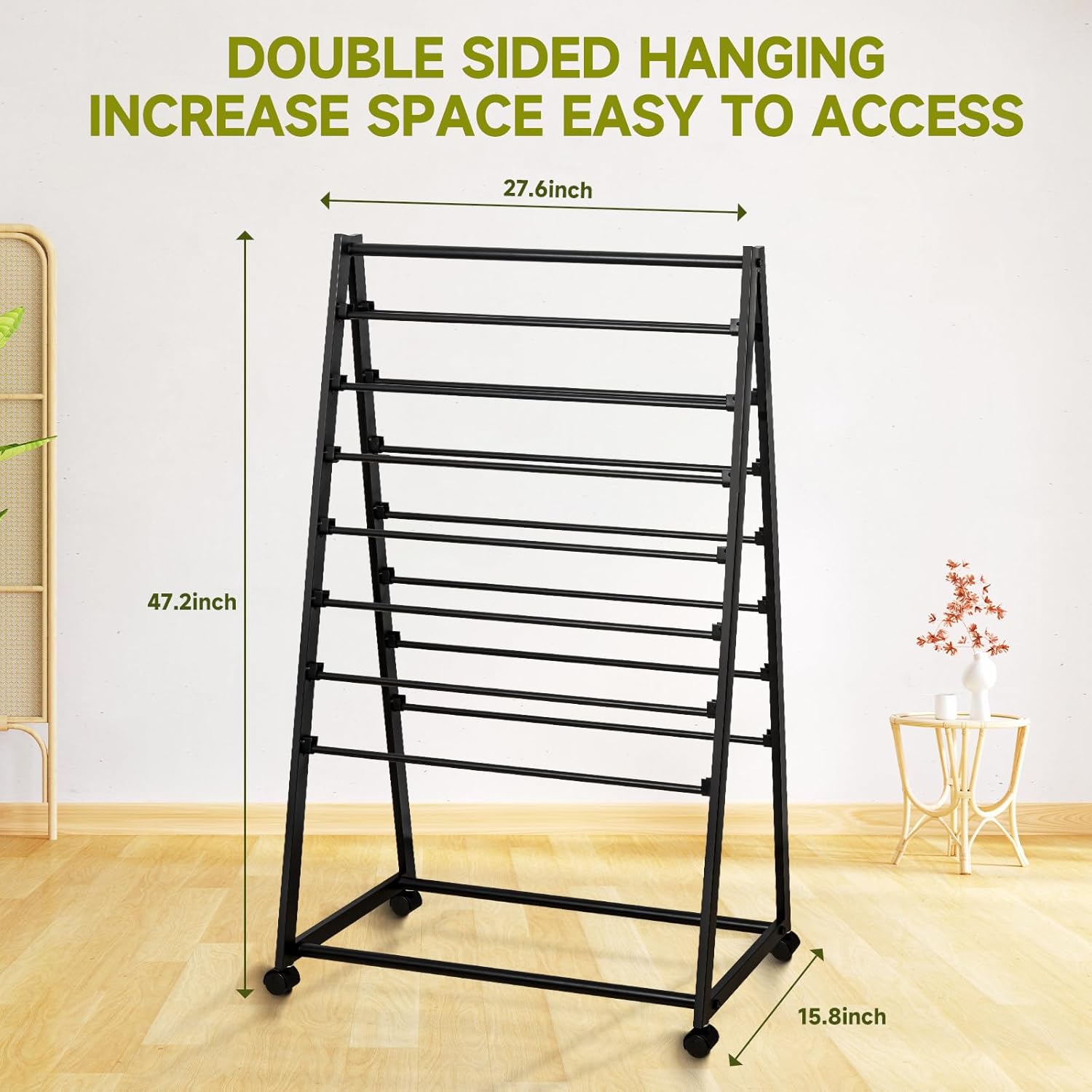 Ribbon Organizer, 15 Tier Metal Wire Spool Rack, Double-Sided Christmas Gift Wrapping Organizer Storage Ribbon Storage Rack for Craft Cake Shop Flower Store,Tie Scarf Rack Belt Towel Holder