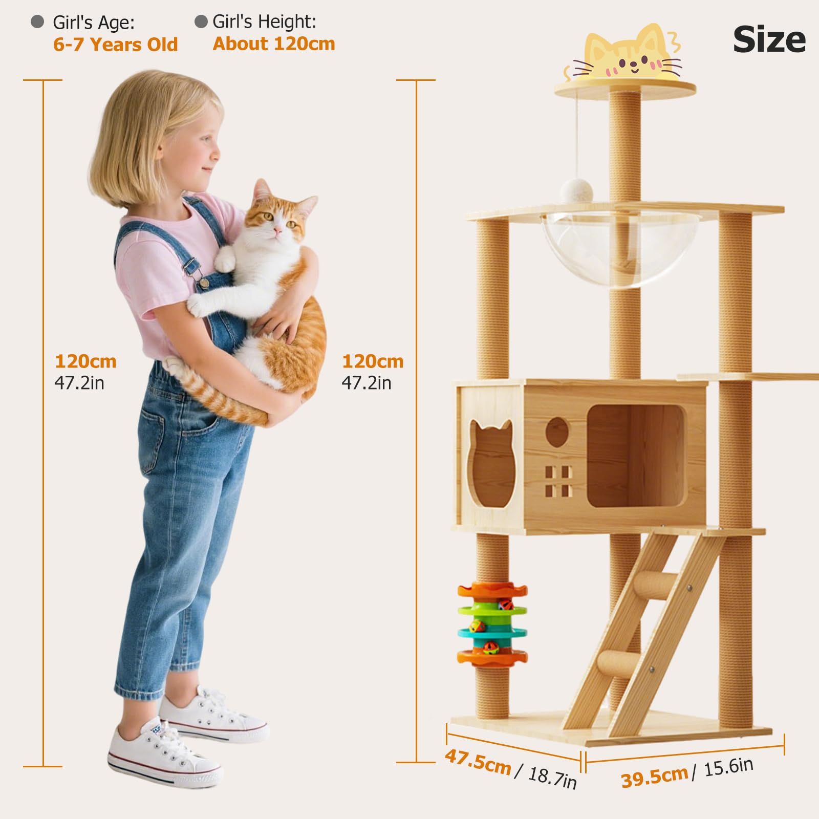 PETCUTE Torre per Gatti da Interni, Moderno,A Più Piani,Albero Tiragraffi in Legno per Gatti con Albero in Sisal, Capsula Spaziale,Piattaforma di Osservazione,Grotta,Pallina Giocattolo