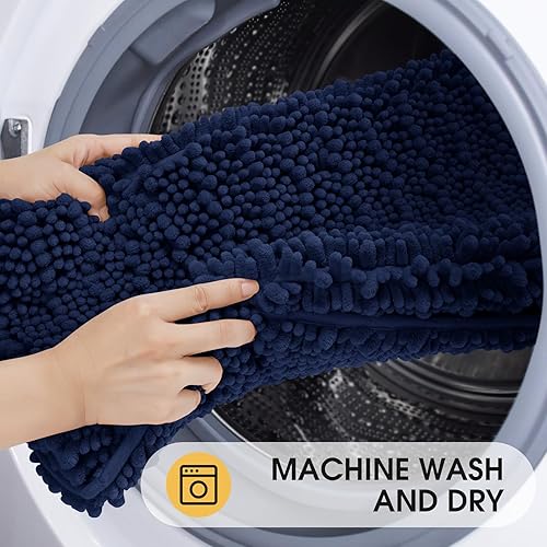 Miniatura 6 de ACCUMTEK - Tapete de felpilla para baño, ultra suave, grueso y absorbente, antideslizante, para baño, dormitorio, cocina, extragrande, juego de 3