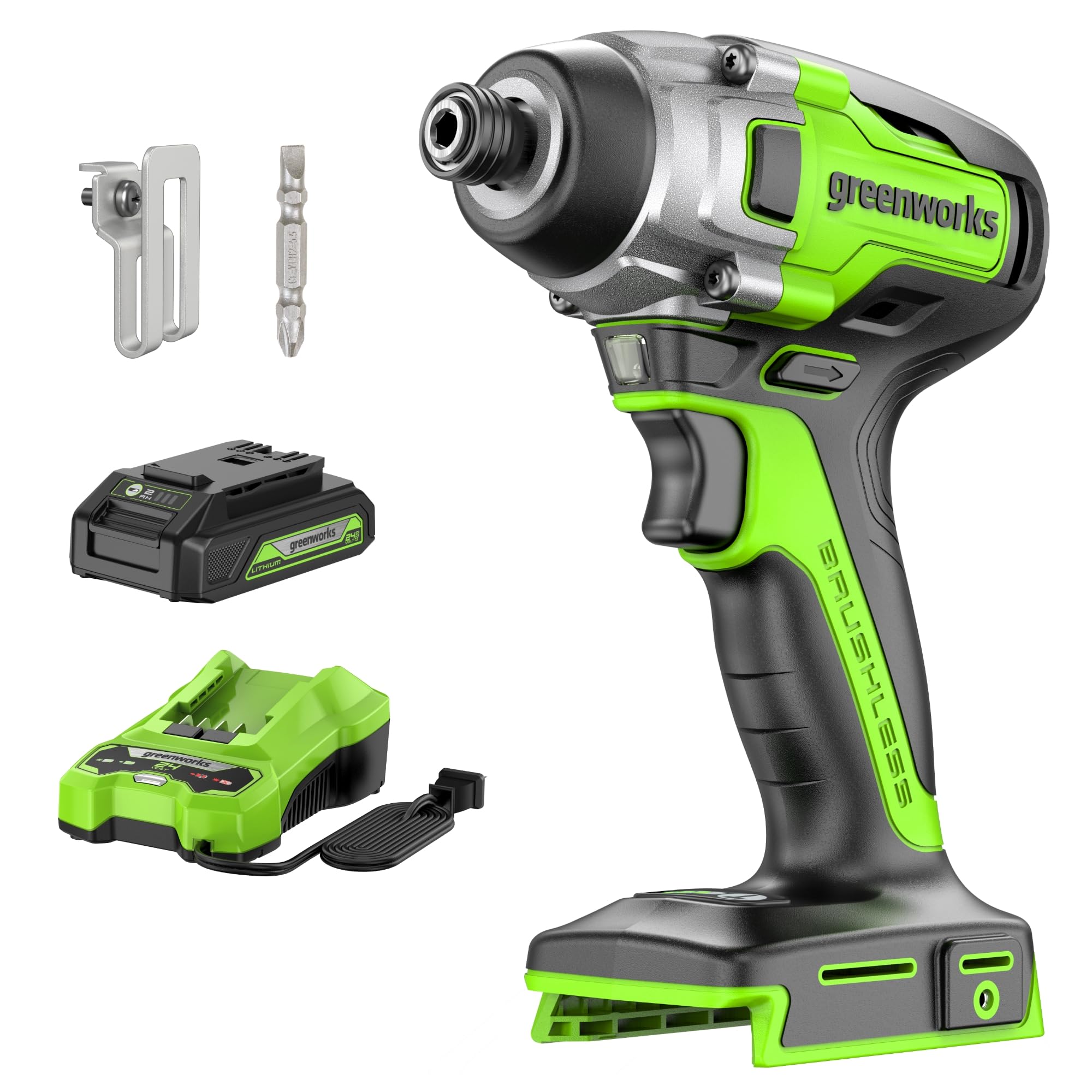 Greenworks24V Brushless Drill/Driver,USB Battery and Charger Included