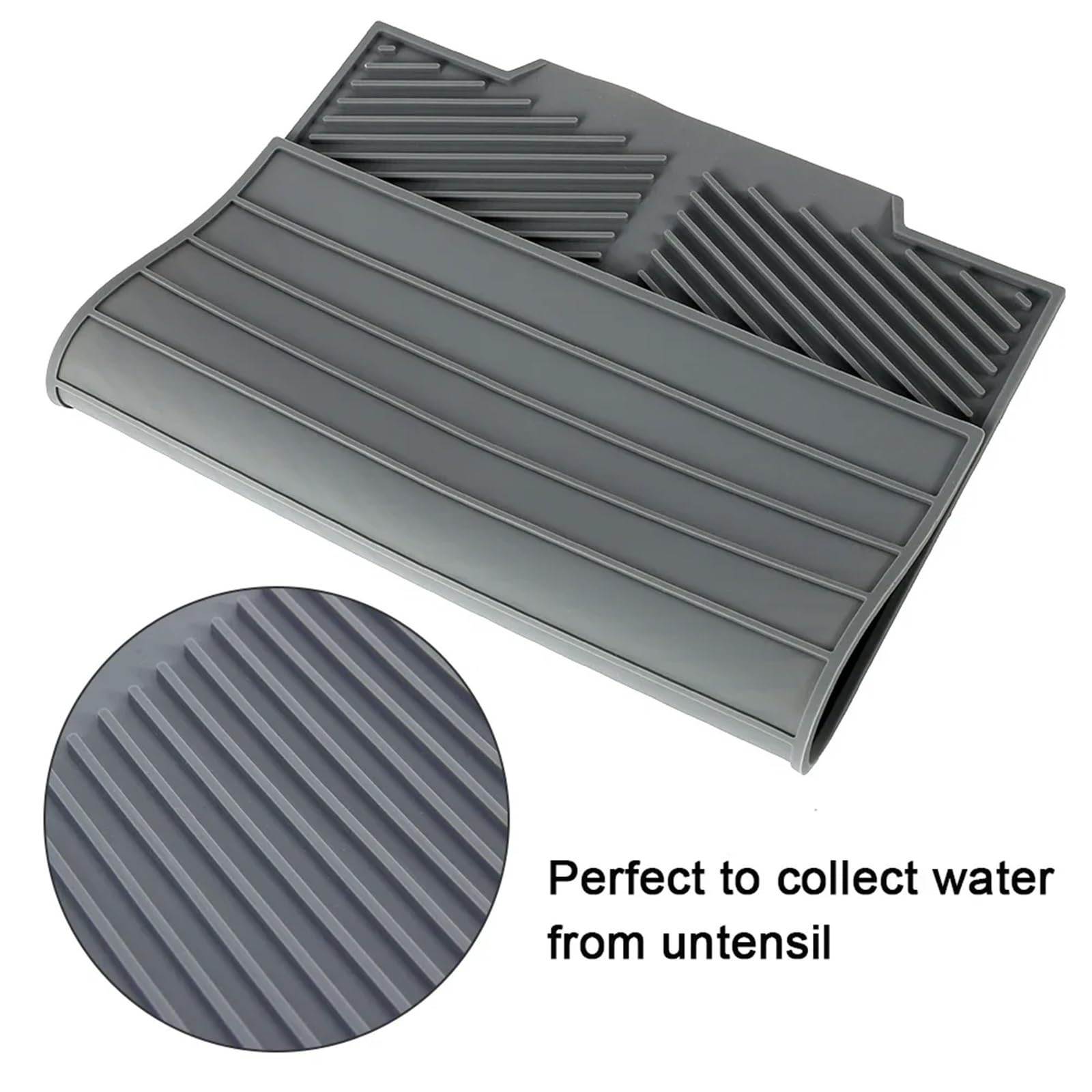 KüChenutensil-Trockenmatte Abtropfmatte aus Silikon, Abtropfmatte, flexibel, hitzebeständig, rutschfest, wiederverwendbar, for Küchenarbeitsplatte, Spülbecken FüR Besteck