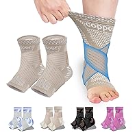 Vista 14 de Copper Ankle Brace with Adjustable Compression Bandage, Ankle Support Compression Sleeve for Men & Women, for Foot Pain, Sprained Recovery, Achilles
