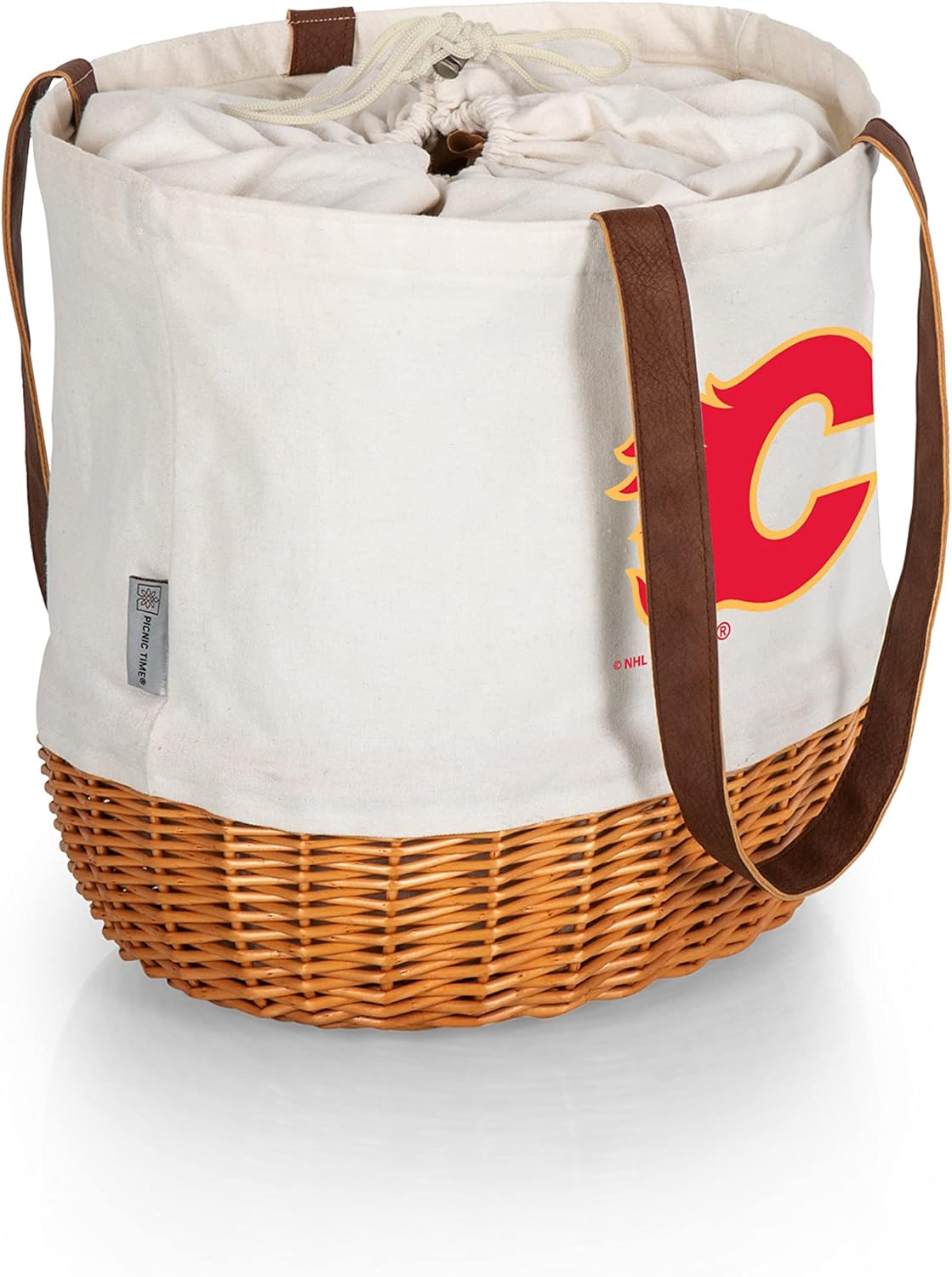 PICNIC TIME NHL unisex-adult Nhl Coronado Canvas and Willow Basket Tote, Picnic Tote Bag, Beach Tote