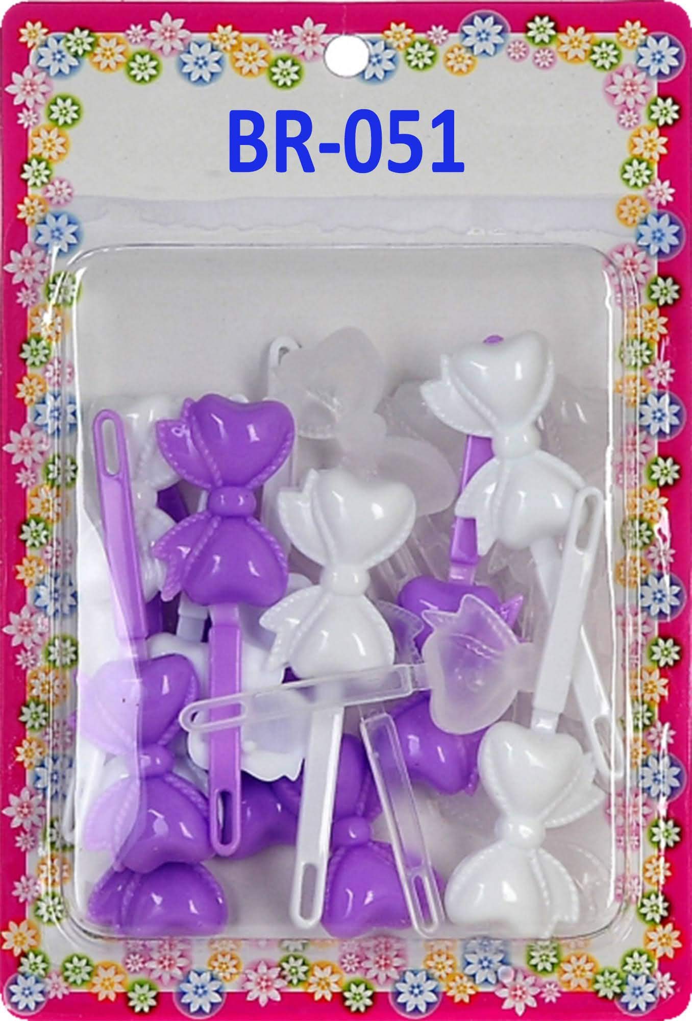 Tara Girls Self Hinge Bow Hair Barrettes - Purple & White - 18 Pcs.