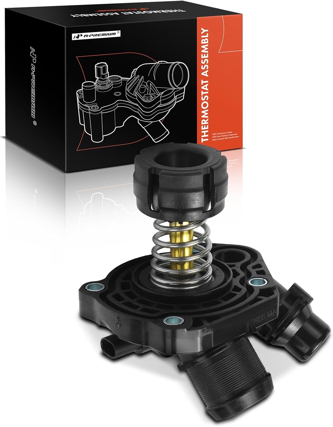 A-Premium Engine Coolant Thermostat Housing Assembly with Sensor Compatible with Mini Cooper 2014 2015 1.5L, Replaces for 11518623576, 8601366