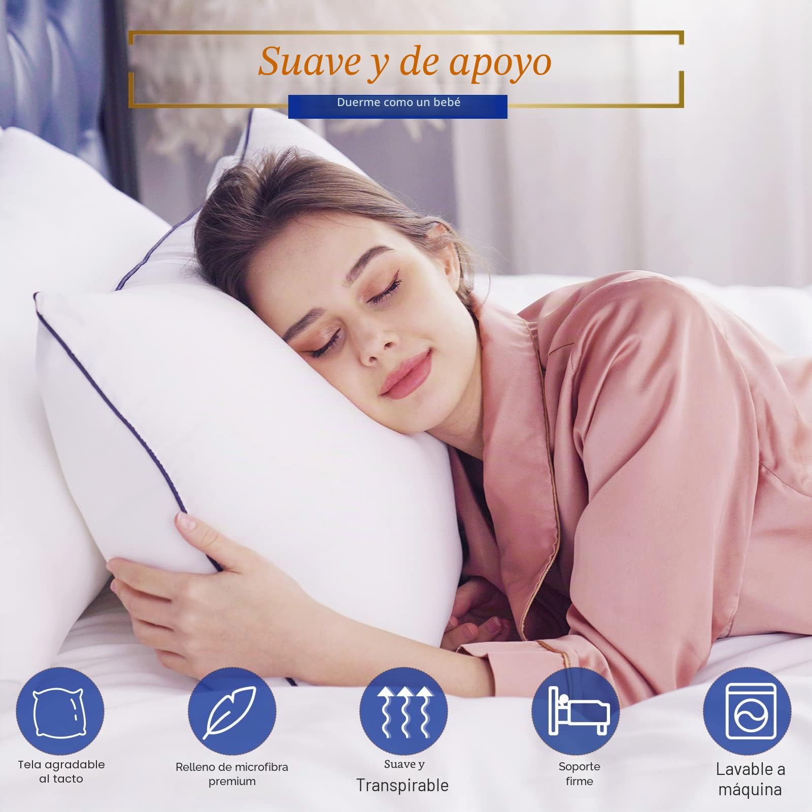MZOIMZO Almohadas de cama para dormir, tamaño King, juego de 2, calidad de hotel refrescante con relleno alternativo de plumón suave de primera calidad para personas que duermen de espalda, boca abajo