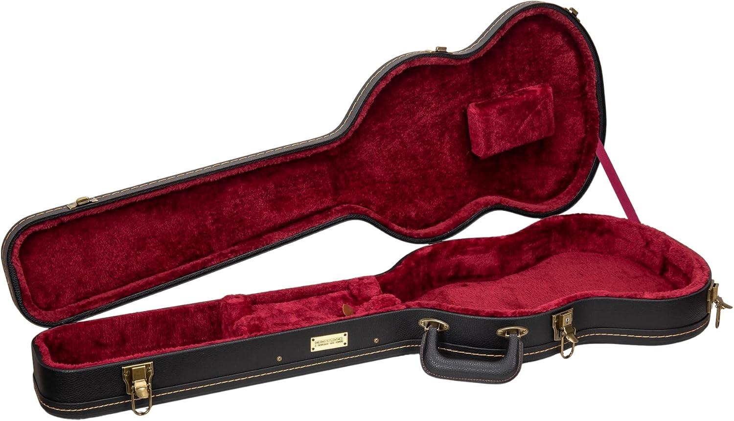 Crossrock Les Paul Electric Guitar Case -Vintage Hardware, Sponge Lining, Metal Feet, Storage Space-Black (CRW520LBK)