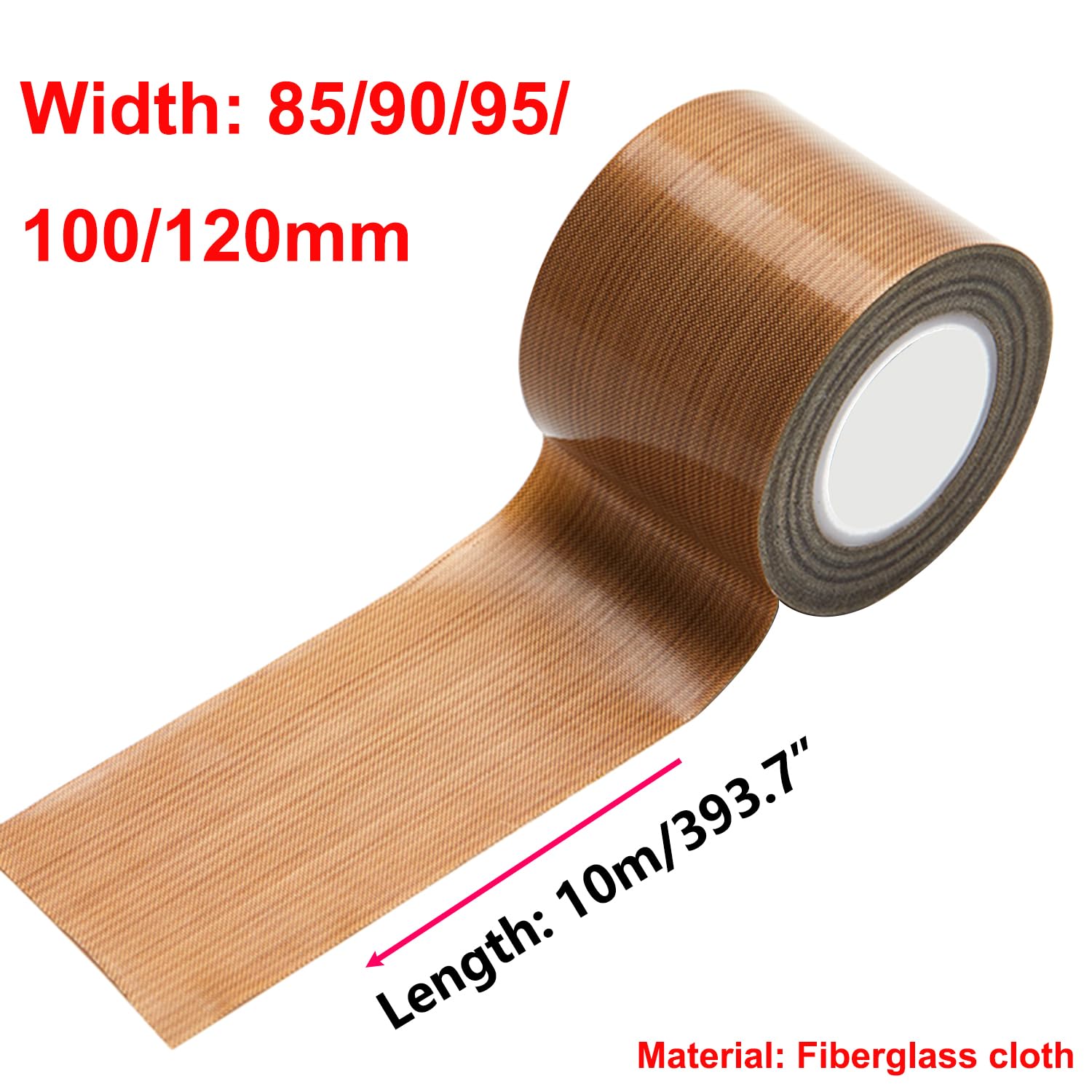 Qrity 1 sztuka taśmy teflonowej, taśma klejąca w wysokiej temperaturze, 120 mm x 10 m, grubość 0,18 mm, odporna na wysoką temperaturę do 300°C, do uszczelniania rąk, uszczelnienia impulsowego