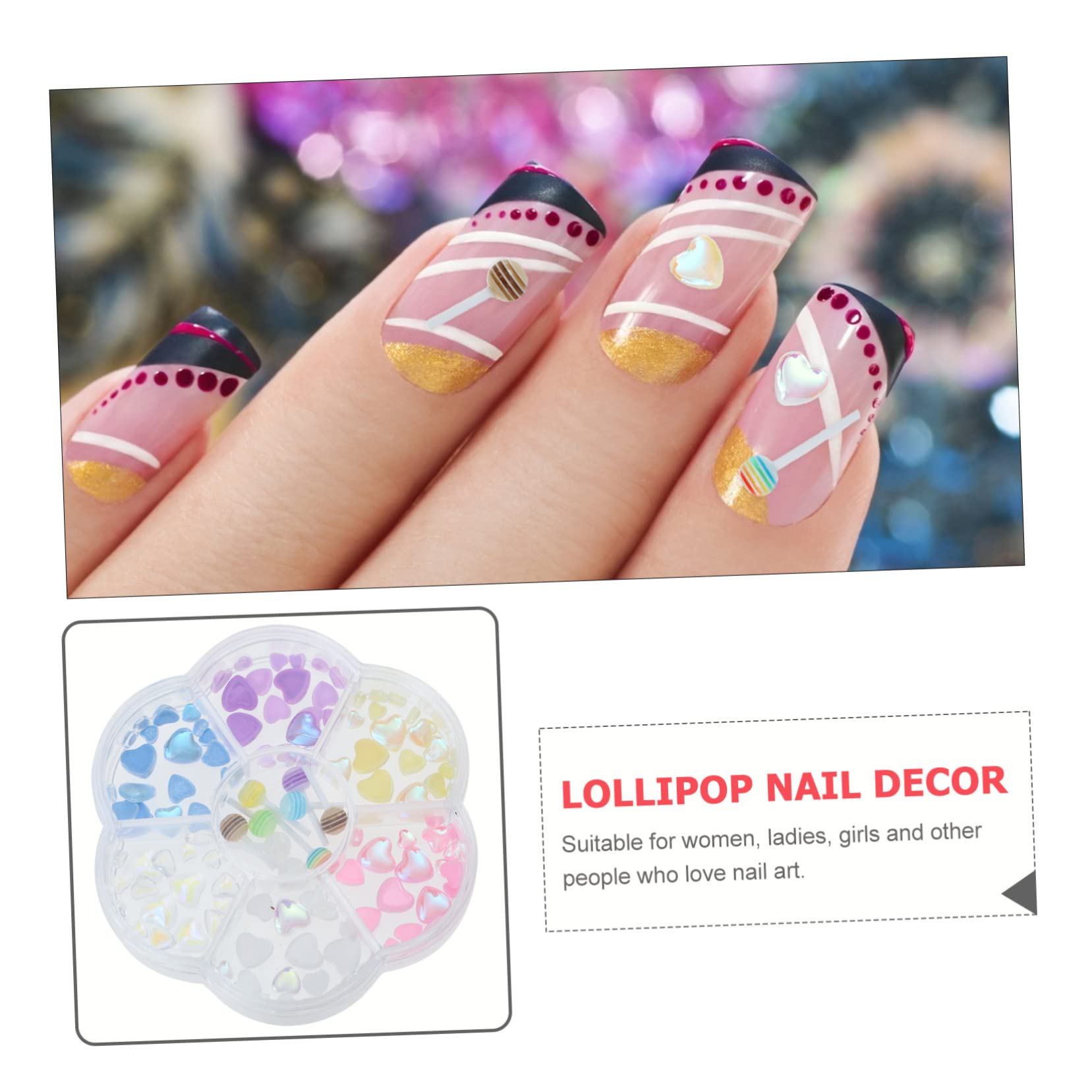Healvian Accessoire De Nail Art Résine Avec Verre Kit Décoration De Vernis à Ongles Lollipop Avec Cœurs Pour Manucure Diy Et Créations Originales