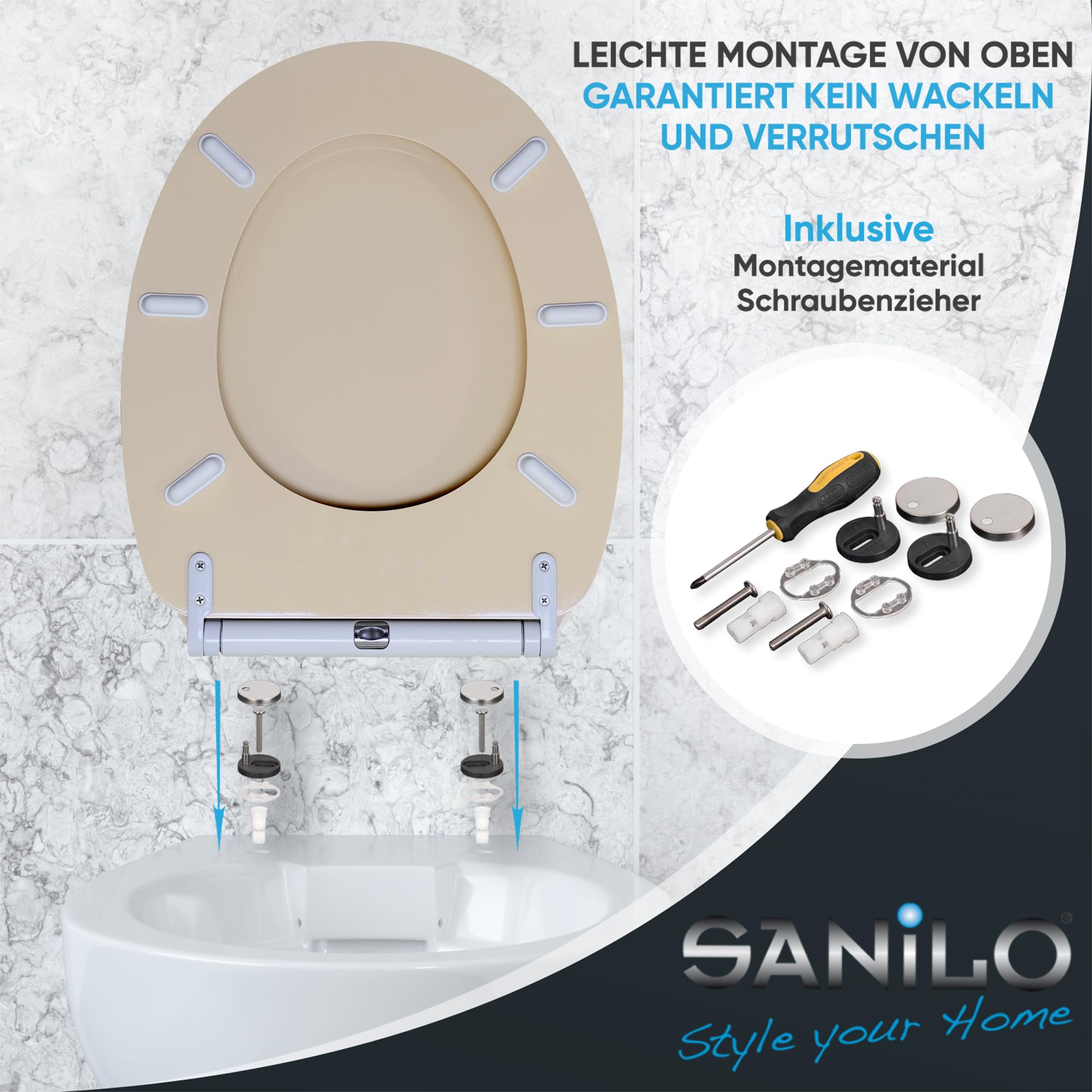 Sanilo WC Sitz mit Absenkautomatik & Quick-Release aus Holz, Bahamabeige