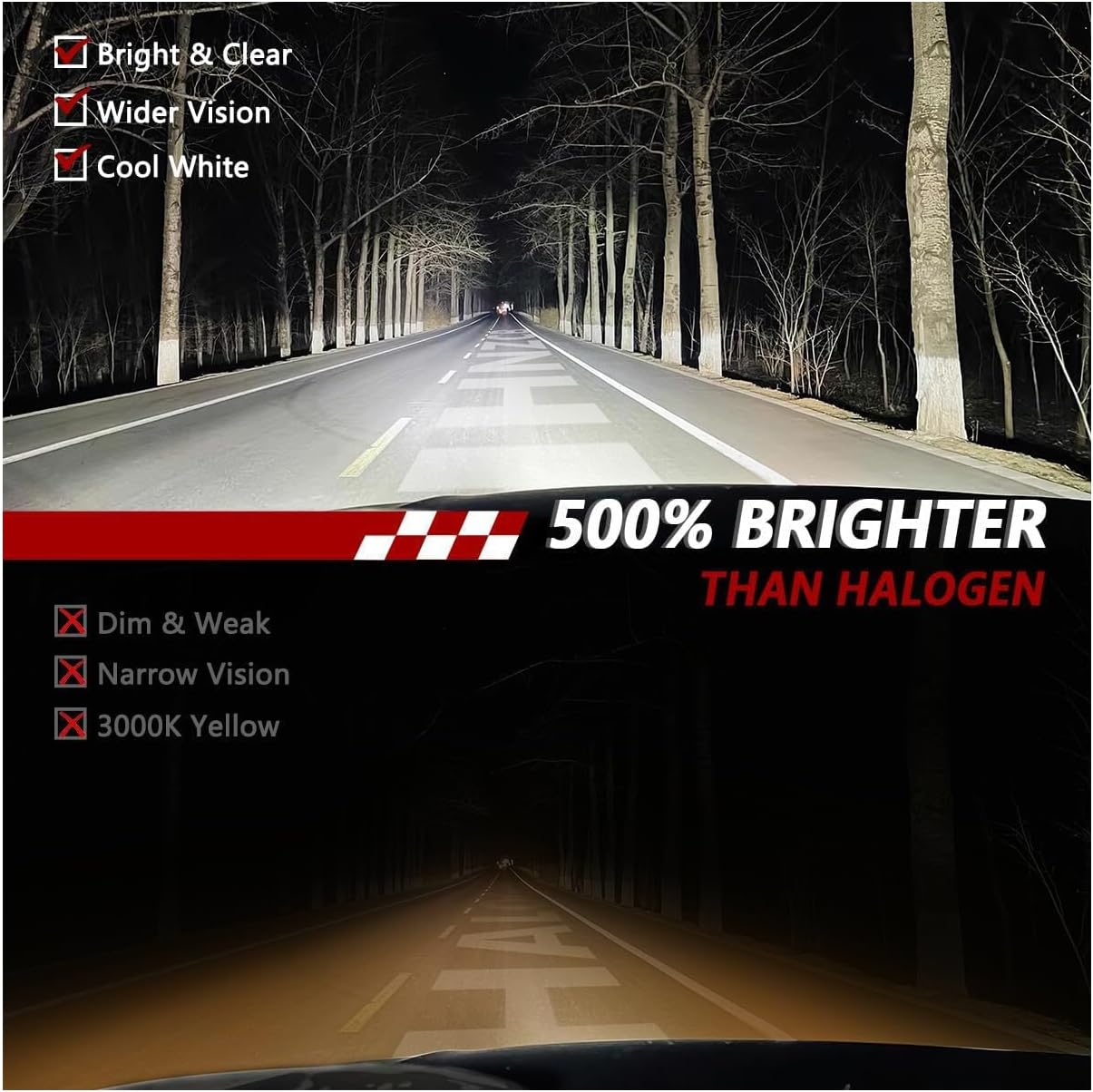 2026 New Upgrade 9005 H11 LED Bulbs, Compatible with 2007-2015 Silverado 1500 2500HD 3500HD,6000K Super Brighter,1:1 Halogen Mini Size,Plug and Play,Pack of 4