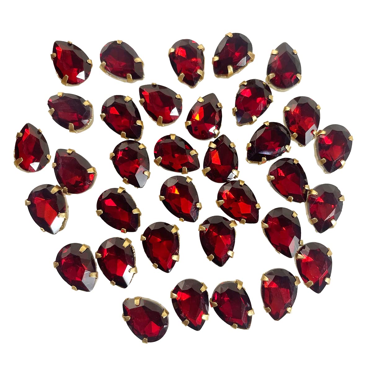 EmbroideryMaterial Rubby Red Shiny Sew on Rhinestones/Gem Stones Sewing Crystals Stone Beads for Jewellery Making, Embroidery, Craft, Sewing Purpose (Size: 7X10MM, Pack of 50 Pieces, Teardrop Shape) (B0BFLB3GXD) Amazon Price History, Amazon Price Tracker