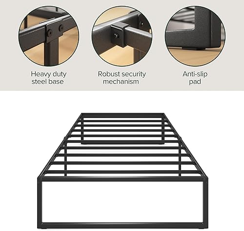 Miniatura 14 de Zinus plataforma de cama/Base de colchón de 14 pulgadas, no necesita sommier/soporte de rejilla de acero, cama doble, Acero, Negro