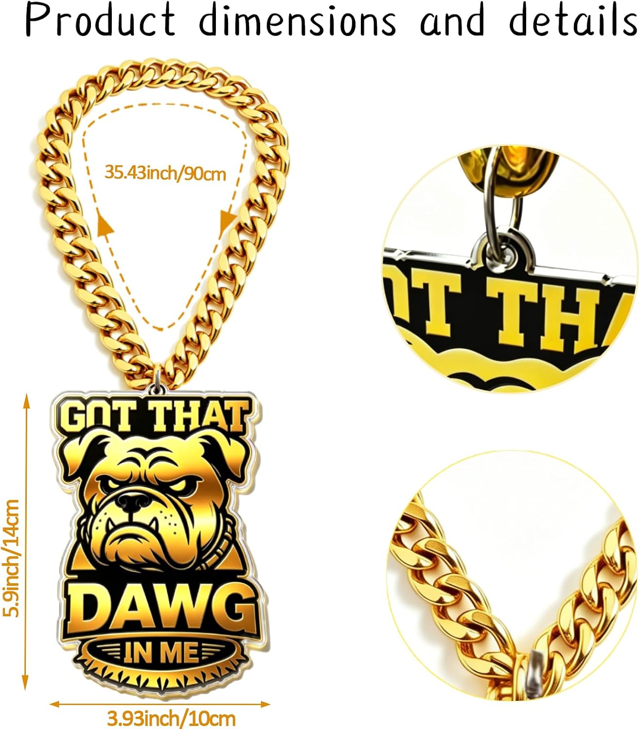 "Got That Dawg In Me" Turnover Chain - Huge 6" Gold Swag Necklace - The Ultimate Sideline Hype Prop for Football, Baseball & Soccer - Heavy Duty Team Celebration Chain -Unleash The Beast Game Day Gear