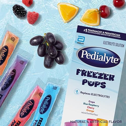 Miniatura 2 de Pedialyte Paquete de hidratación paquete variado de 64 unidades de paletas congeladoras de electrolitos (uva, frambuesa azul, cereza, naranja) y