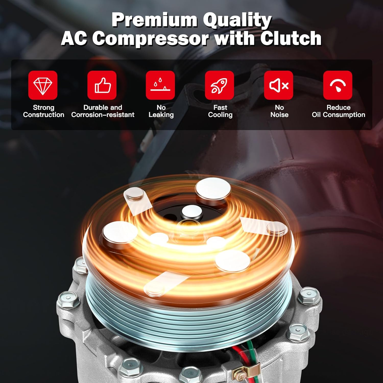 cciyu Air Conditioning Compressor Fit for Honda Civic CR-V for Acura RDX 2.3L 2.4L 2007-2015 Replaces AC Compressor for Car 7 Grooves TRSE09