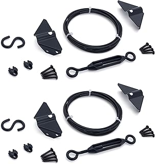 Durable Anti Sag Gate Kit for Wooden Fence, Anti-Sag Gate Support Cable Kit in Zinc, Anti-Sagging Fence Gate Kit Steel Gate Hardware, Wood Door Repair Kit for Outdoor, Gate Frame Kit Black, 2 Pack