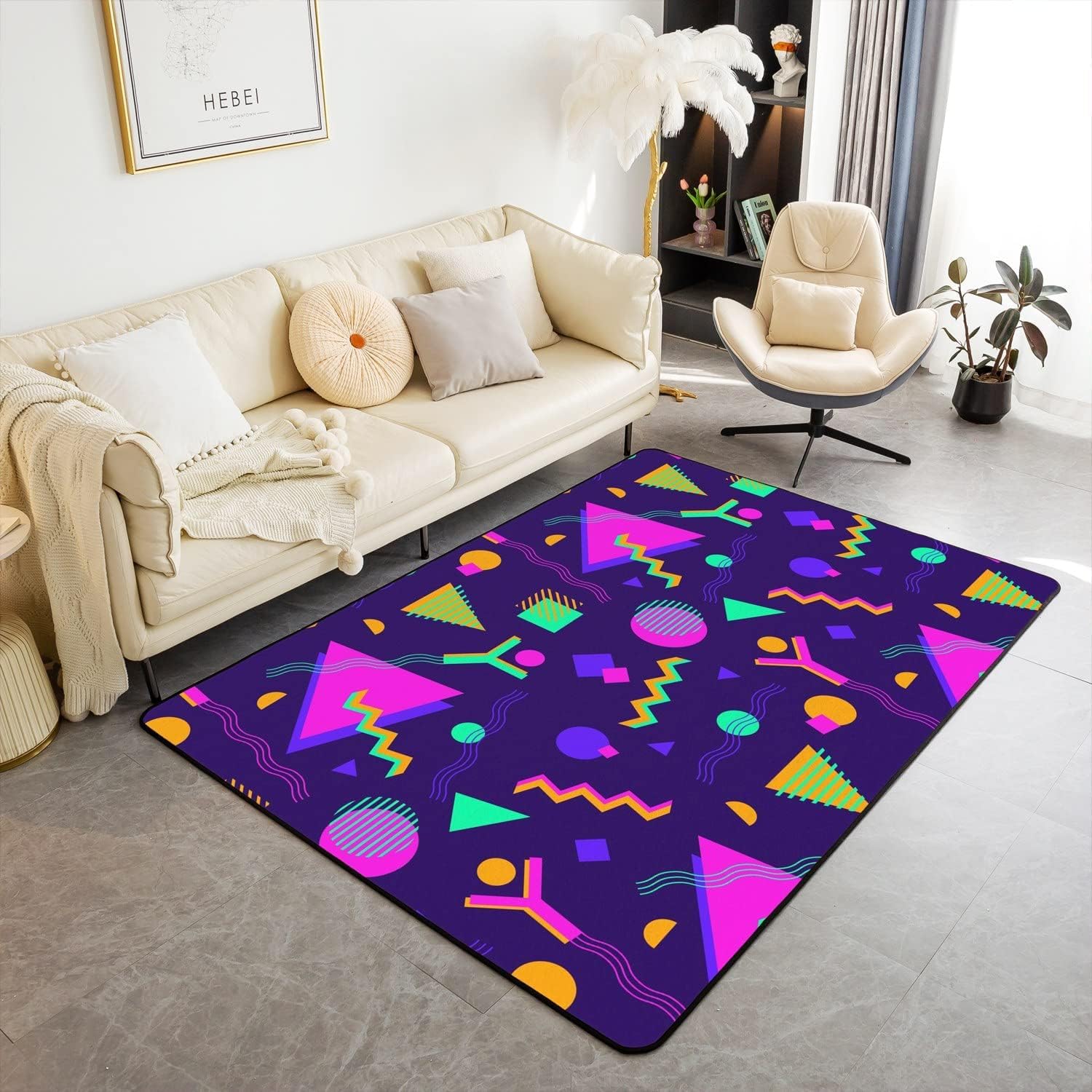 Abstract Geometric Colorful Texture With Stripes Large Rug 3D Printing Living Room Rug Flannel Soft Bedroom Rug Children Boy Toilet Mat Doormat 140 X 200 Cm - Polyester Soft Touch Easy Clean -4Y8P9D9