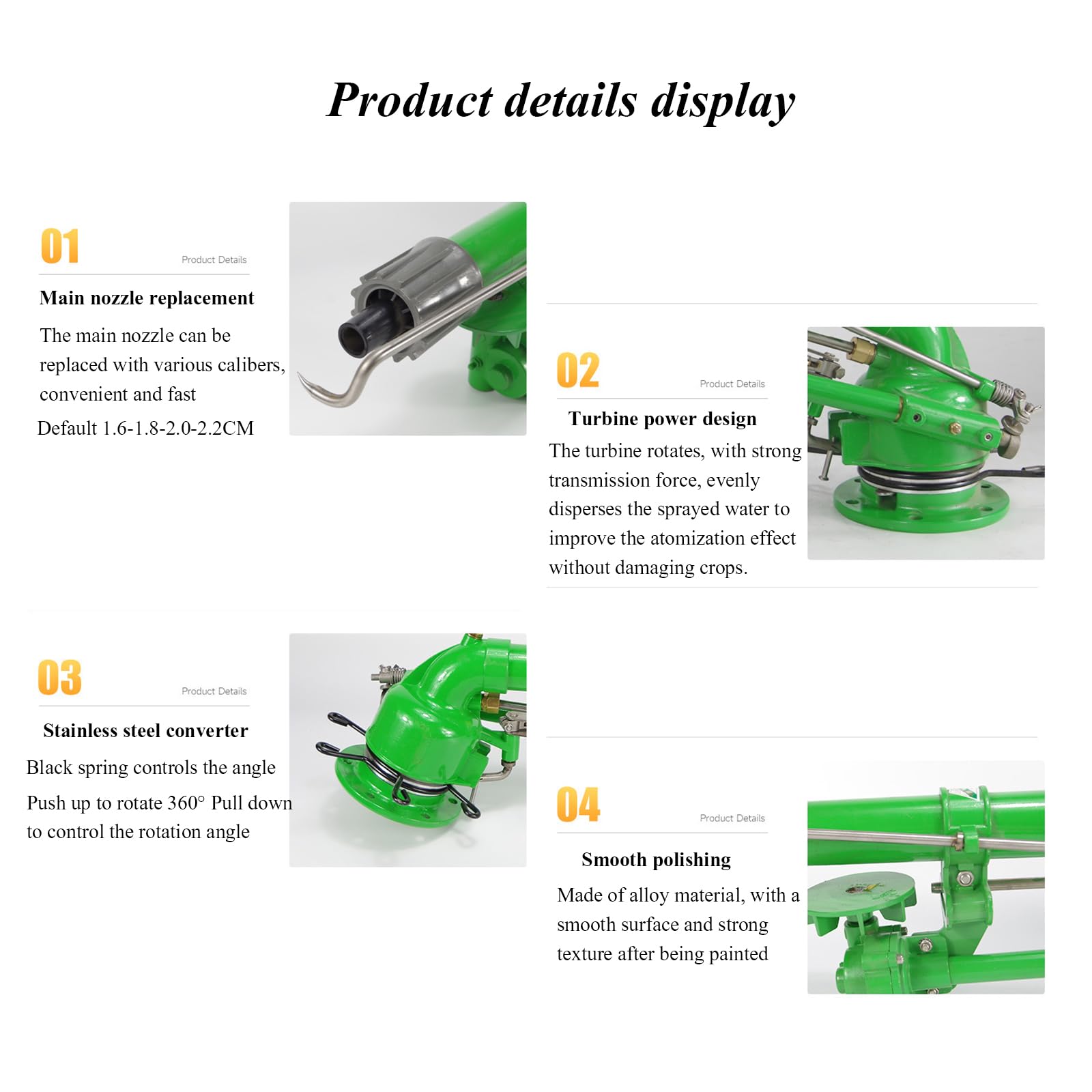 Pistola pulverizadora con manguera Boquilla, Rociador de riego, aspersor brazo basculante 360 ​​grados, rango 26-53M for agricultura