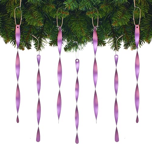 Miniatura 36 de AMS Adornos para árbol de Navidad, juego de 24 piezas de adornos de carámbanos retorcidos de aluminio para árbol de Navidad, fiesta de Año Nuevo
