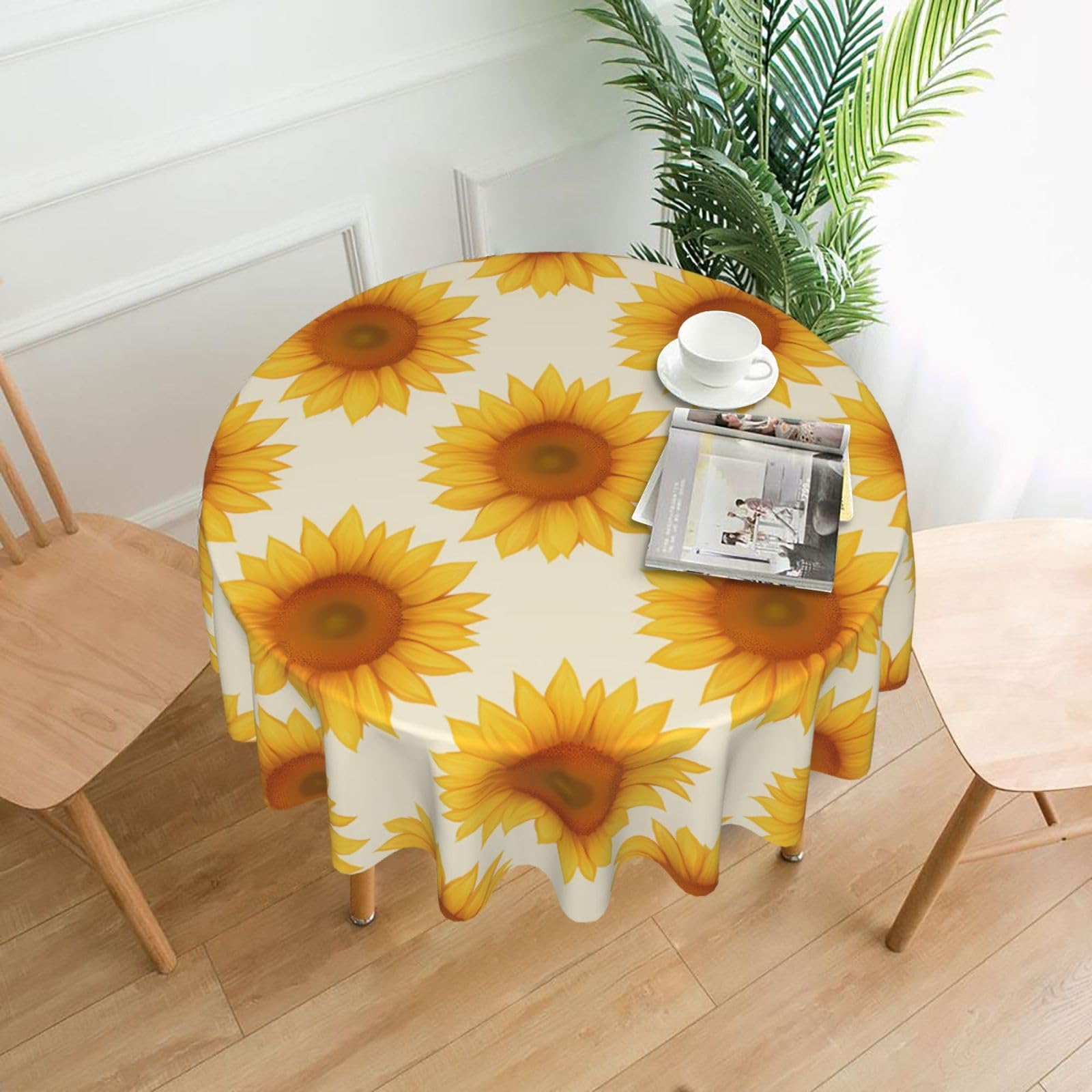 HLBSDM Small Sunflower Heads Printed Practical Round Tablecloth, Durable, Suitable for Home, Restaurant, Hotel, Gathering, and Decorative Table Covers