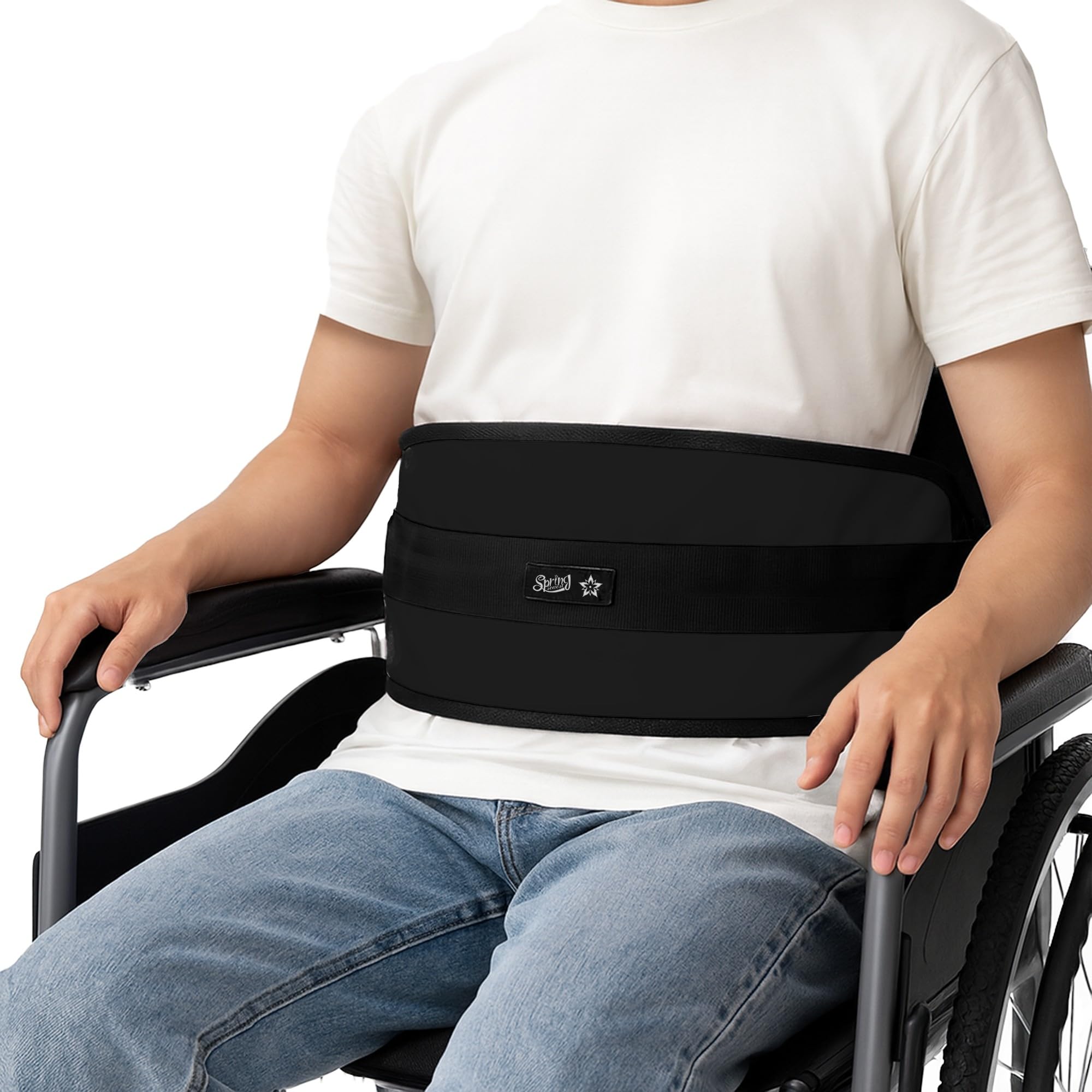 SPRING SEAON Wheelchair Seatbelt, Safety Belt for Adults &amp; Elderly, Waterproof Fabric with Soft Lining, Adjustable Harness Strap for Wheelchair &amp; Chair Support, Home Care, Hospital, Nursing Home