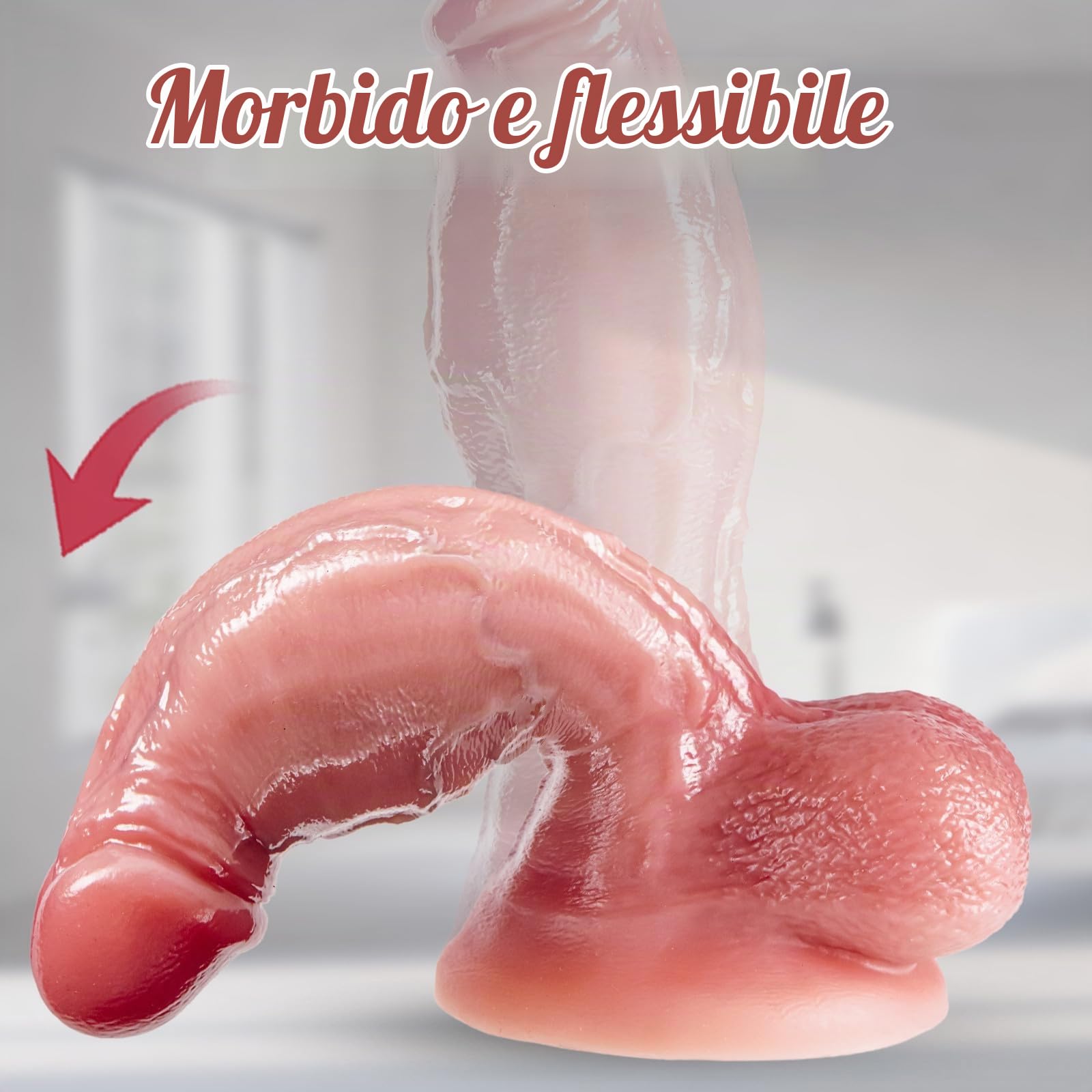 Fallo Lifelike Realistico Spesso 22 cm in Silicone Doppia Densità Morbido, Dildo Largo XXL con Ventosa Potente Anale G-Spot Diametro 6 cm Strapon Stimolazione, Sex Toys per Donna & Uomo