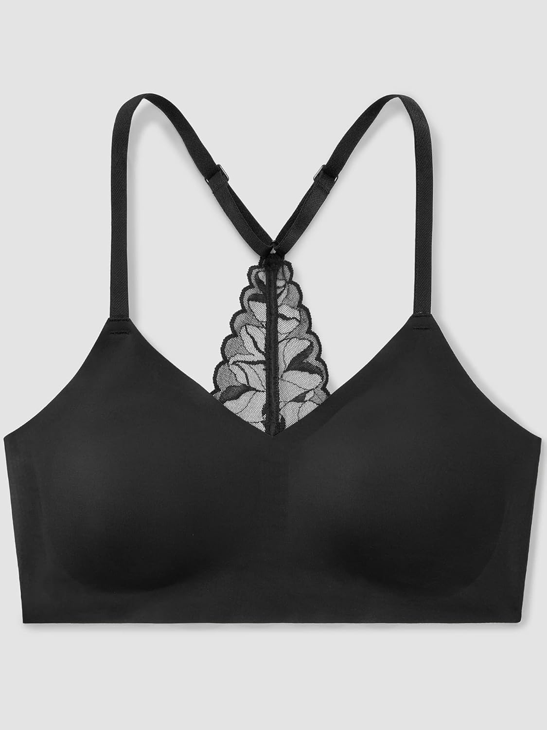 True & Co Womens Lace Racerback Adjustable Strap Bralette - Image 3