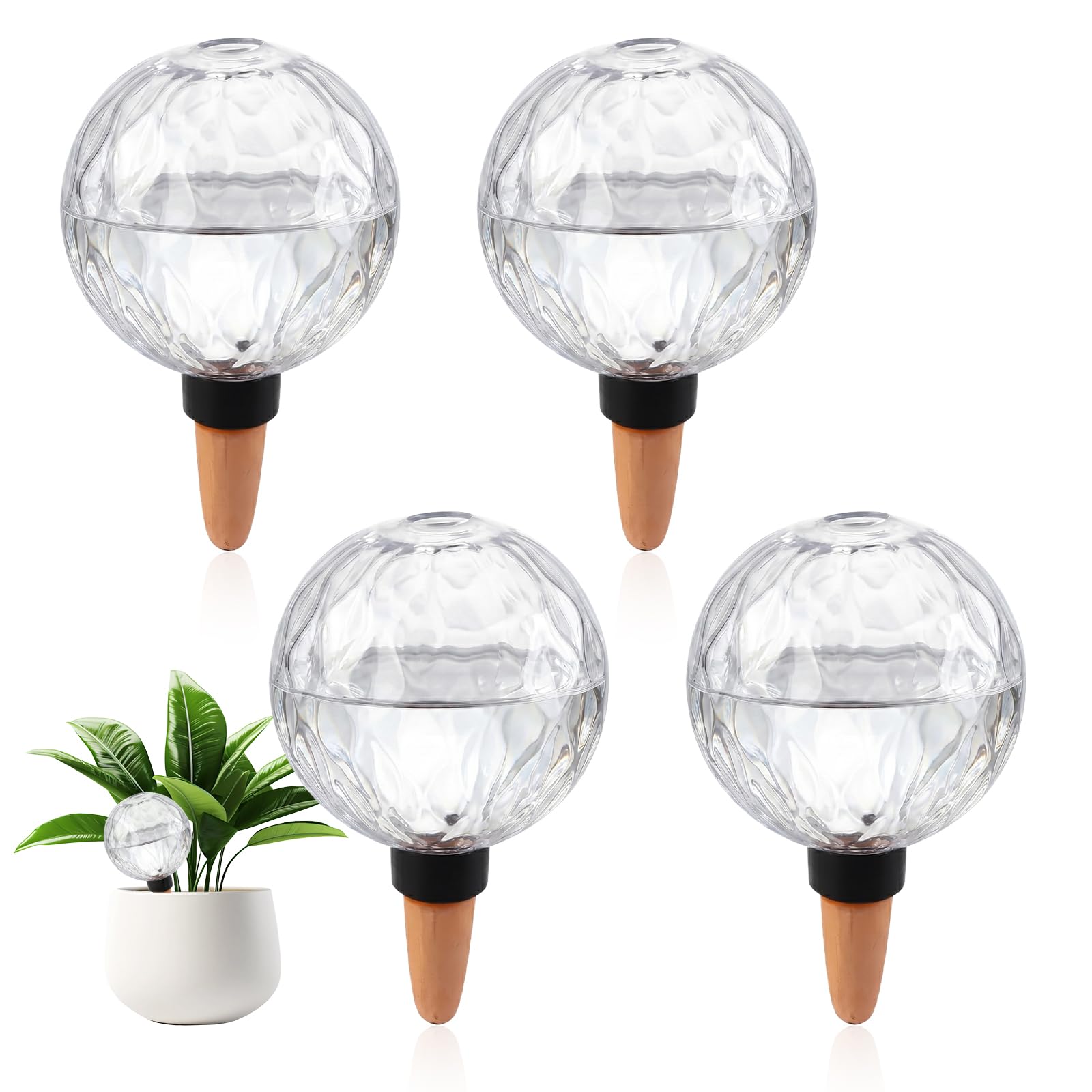 RoxNvm Plant Watering Devices, 4 Pack 500ML Plant Watering Globes Transparent, Self Watering System for Plants Spikes, Indoor Plant Drip Feeder, Plant Water Globes Self Watering for Indoor Outdoor（A