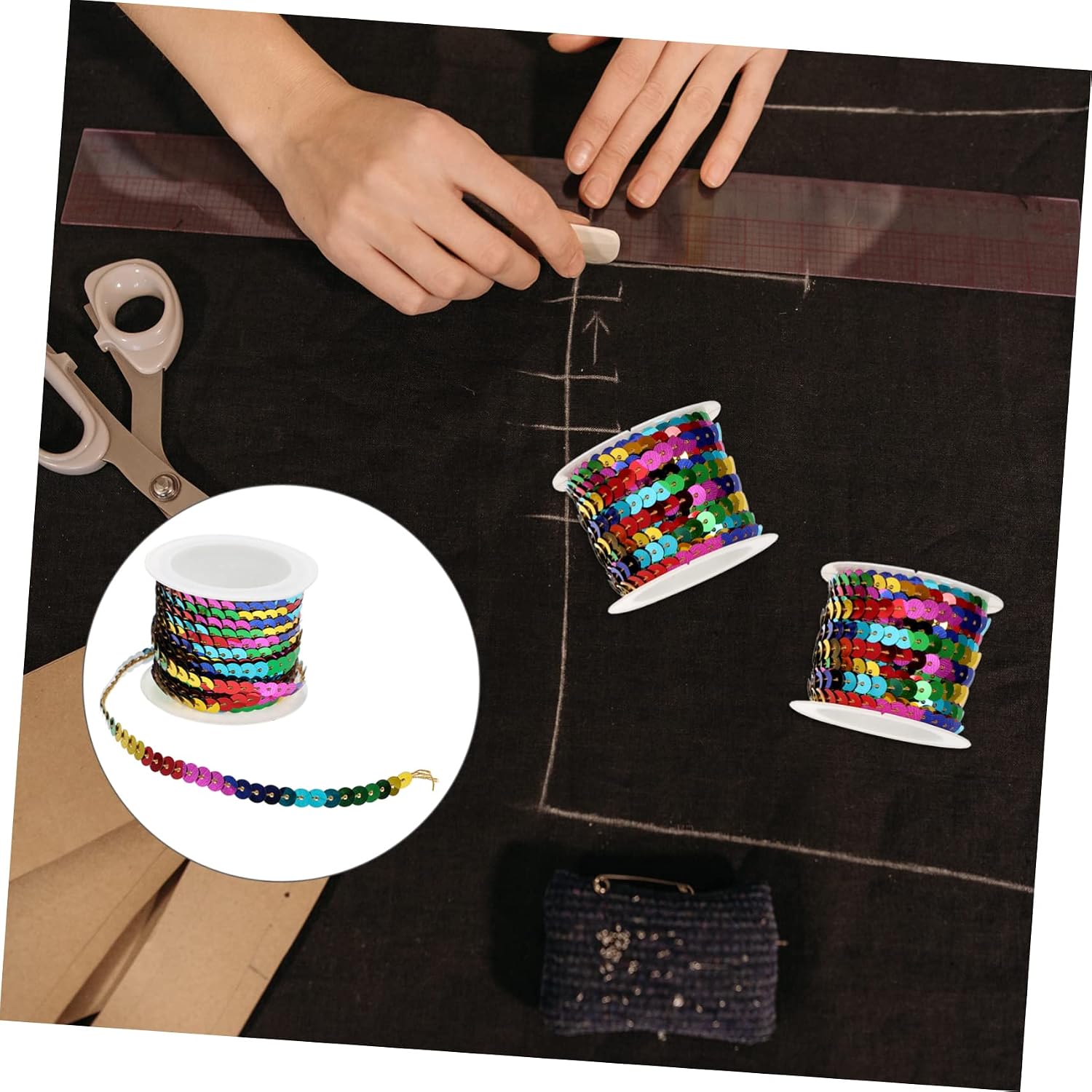 10rolls Colorful Sequin String Ribbon for DIY Clothing Embellishment for Sewing Crafting and Costume Design