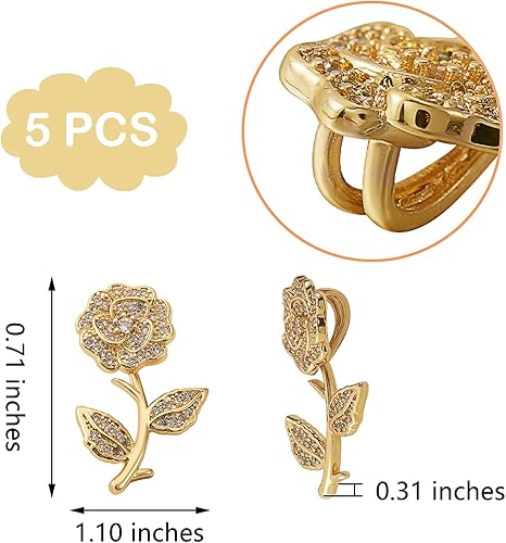 Miniatura 2 de 5 colgantes de flores de circonita cúbica, dijes de flores de latón, chapados en oro de 16 quilates, colgantes para joyería, collares, pulseras y