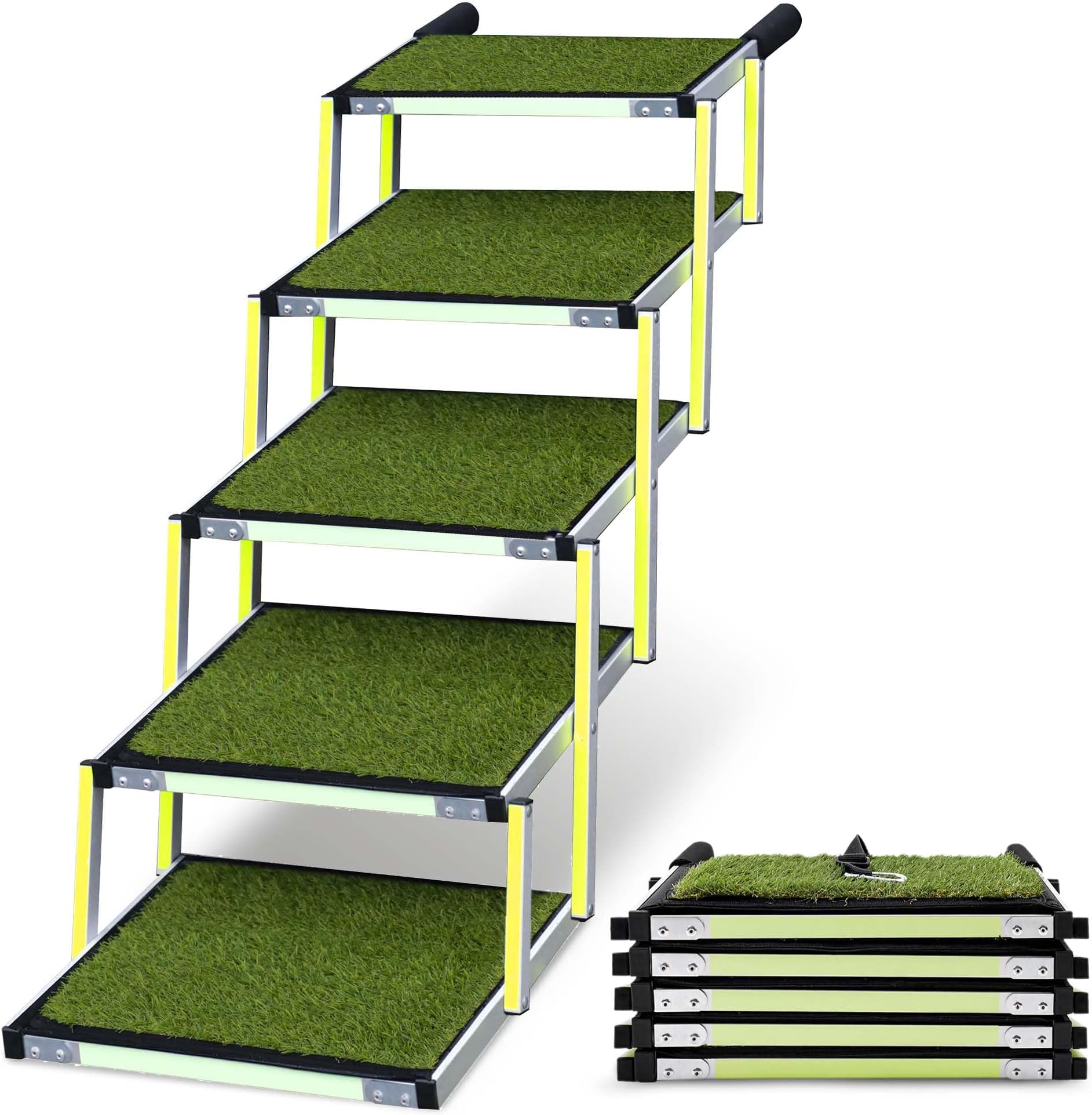 Rampa Pieghevole Per Cani Regolabile - Legno Di Pino, Portata 100 Kg, Per Letto, Auto O Divano - Foto 5