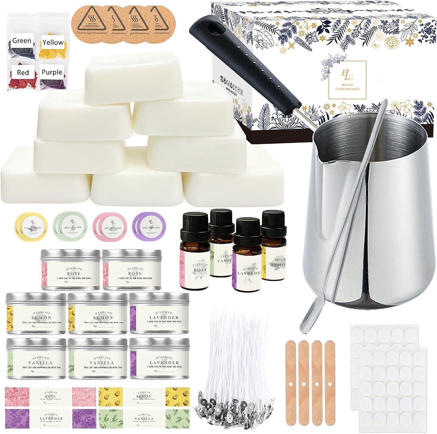 Kit Bougie A Faire Soi Meme Adulte, Bougie Parfumées Avec 480g de Cire Kit Bougie A Faire Soi Meme Adulte, Bougie Parfumées Avec 480g de Cire