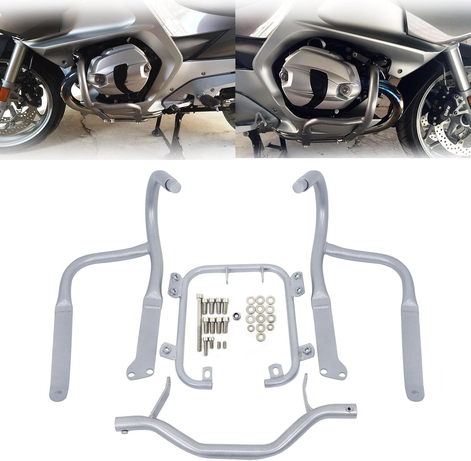 Silver Front Engine Guard Highway Crash Bar Protect For BMW R1200RT 2005-2013