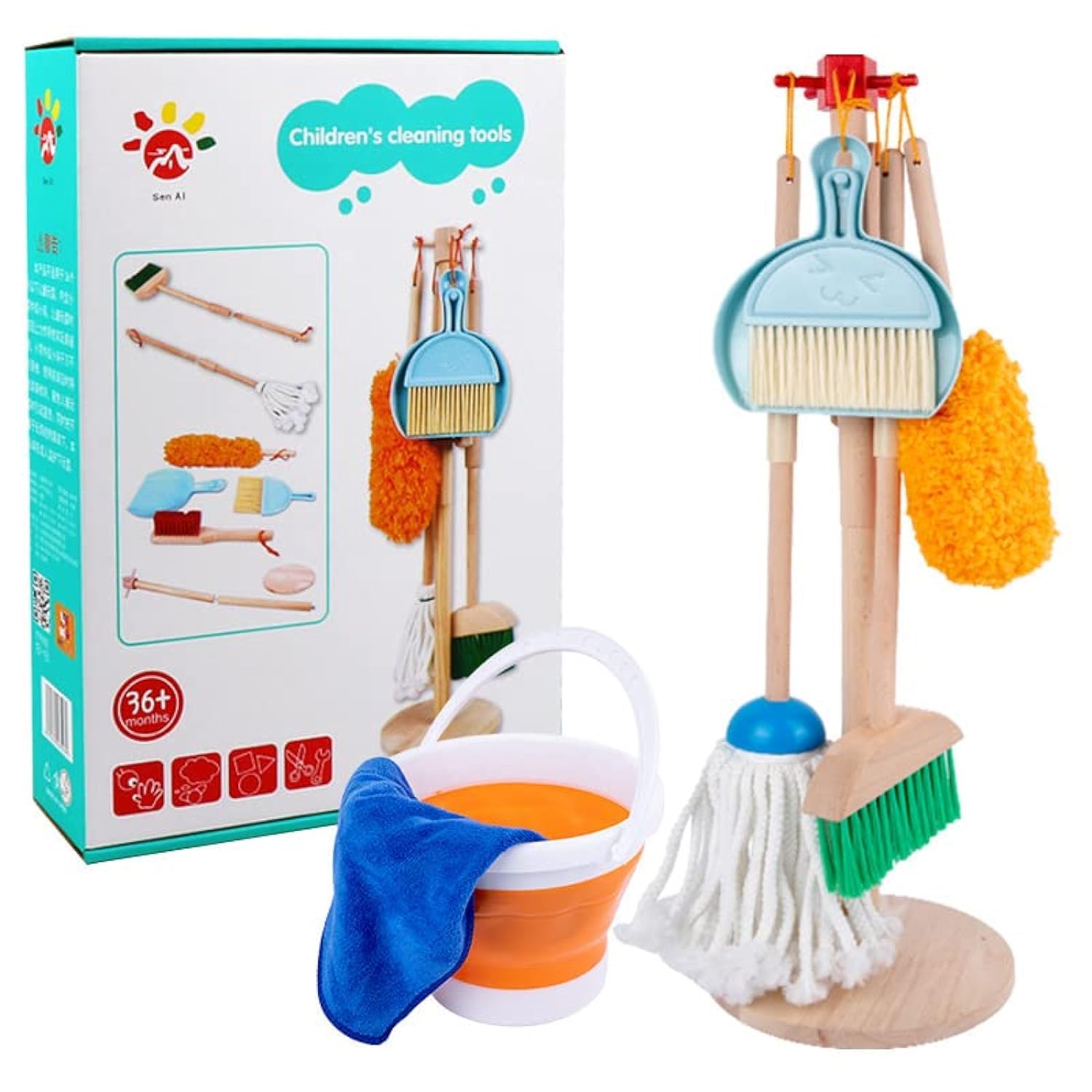 Baby-G Kids Cleaning Toy Set, 8-Piece Kids Cleaning Set - Home Cleaner Playset Gift for Boys & Girls Age 3+