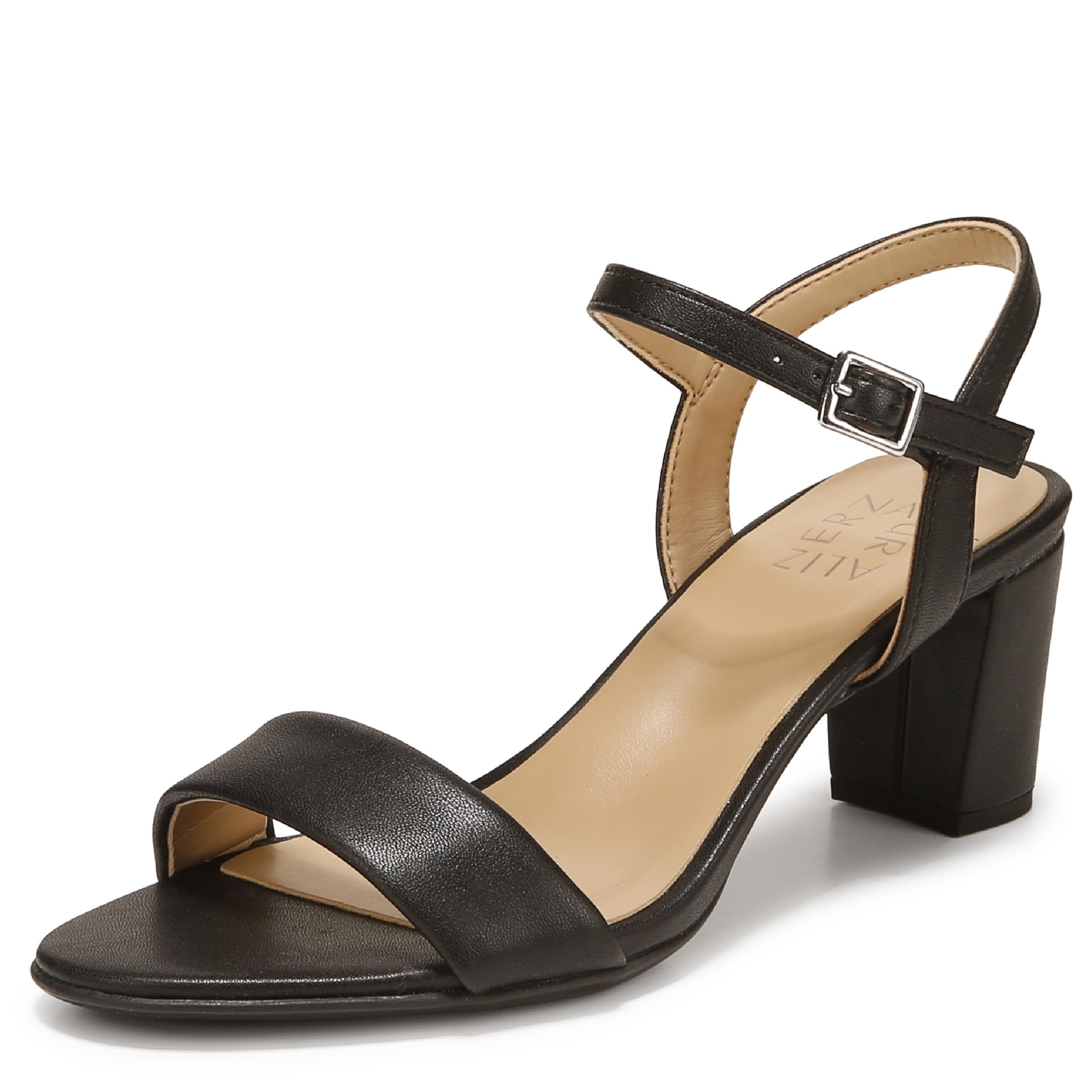 Photo 1 of Naturalizer Womens Bristol Ankle Strap Chunky Block Heel Dress Sandal ,Black Smooth ,8M