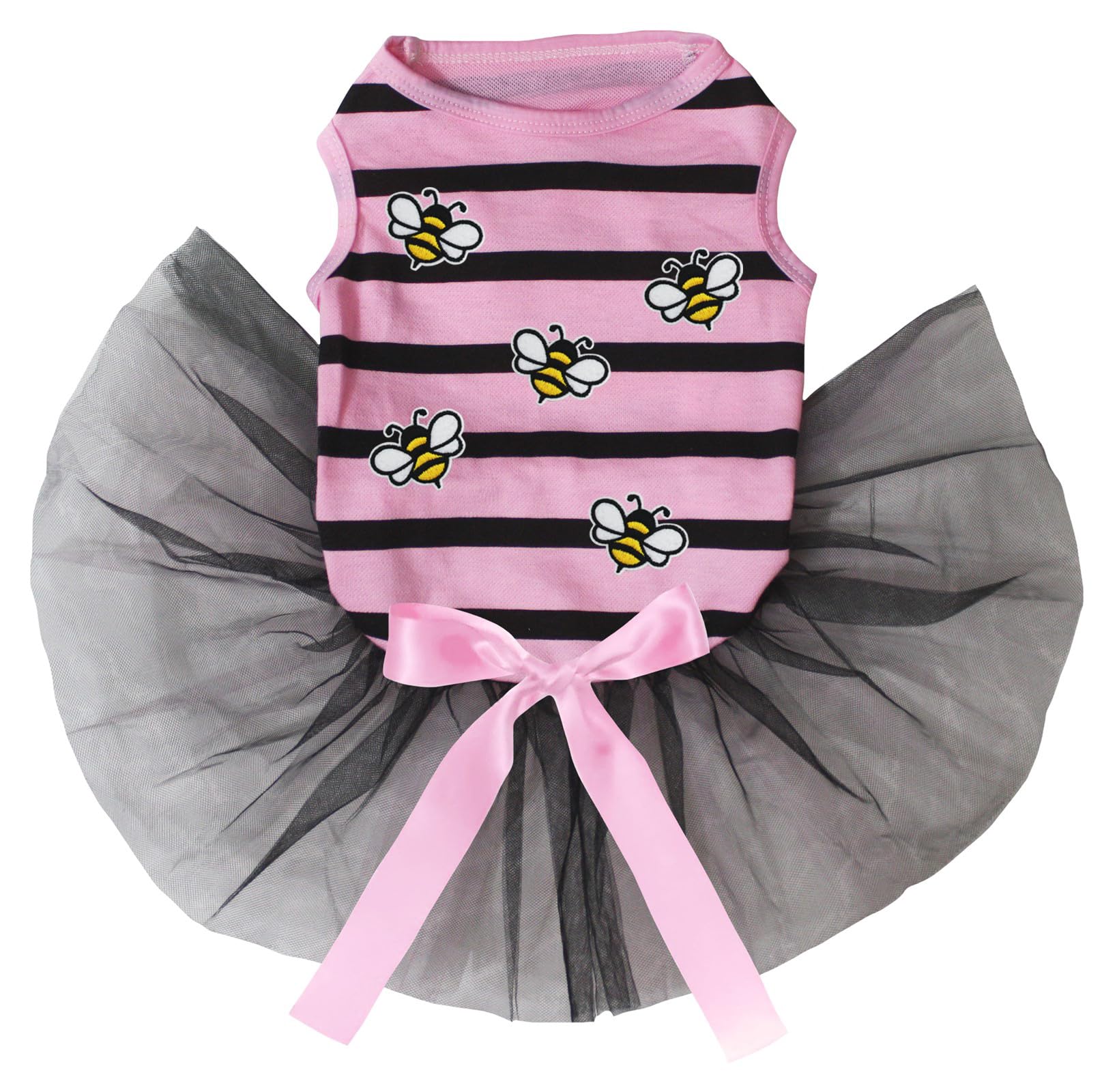 Robe pour chien légère à rayures roses et noires contrastées taille XS