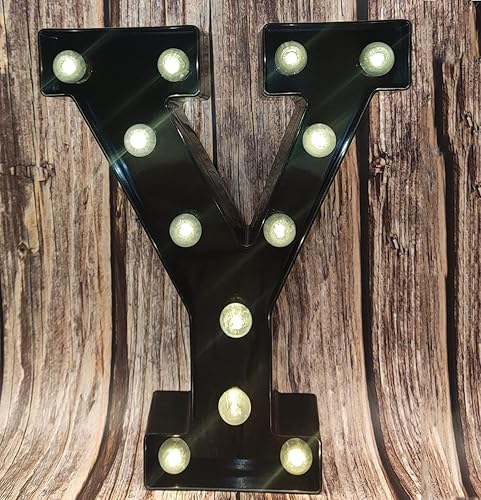Miniatura 7 de Letras LED de marquesina del alfabeto negro, 26 letras del alfabeto iluminadas con bombilla de diamante, letras LED alimentadas por pilas para