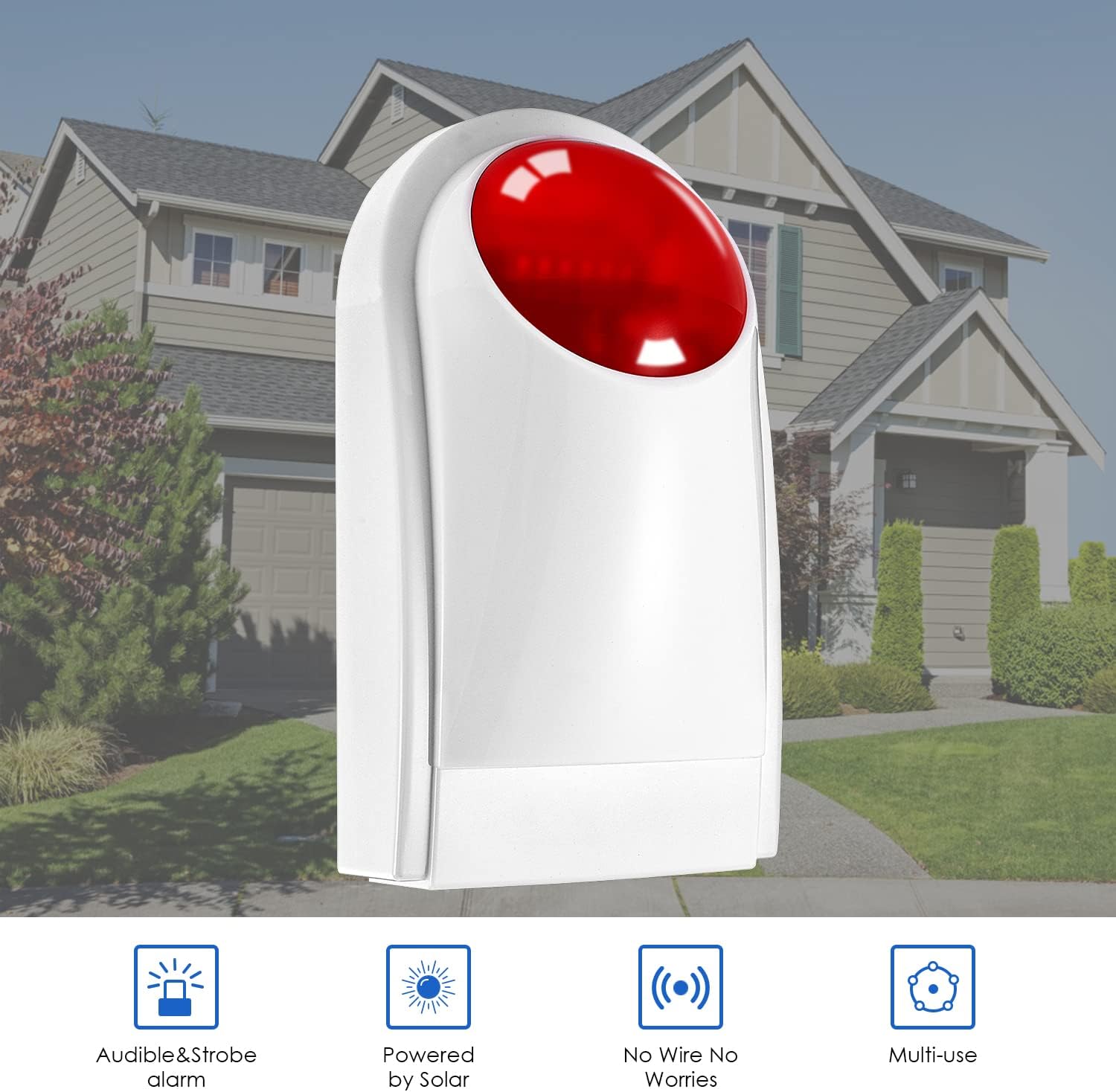 Wireless Indoor Siren Flashing LED Light 120dB Sound Security Siren for YISEELE Home Security