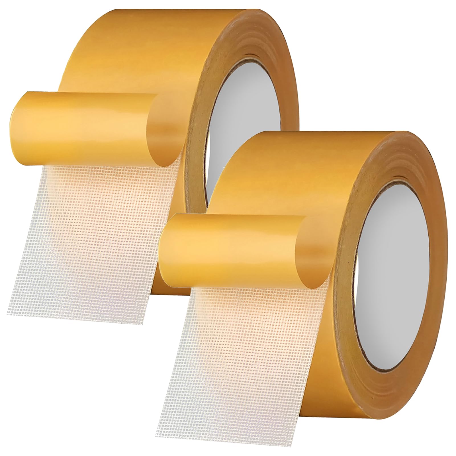 Tacitmeet Double Sided Fabric Tape, Heavy Duty Curtain Hemming Tapes with Fiberglass Mesh, Double Sided Tape for Clothes Pants Dresses Floor Carpet Wall without Sewing Ironing (2Pcs 2 Inch × 66FT)