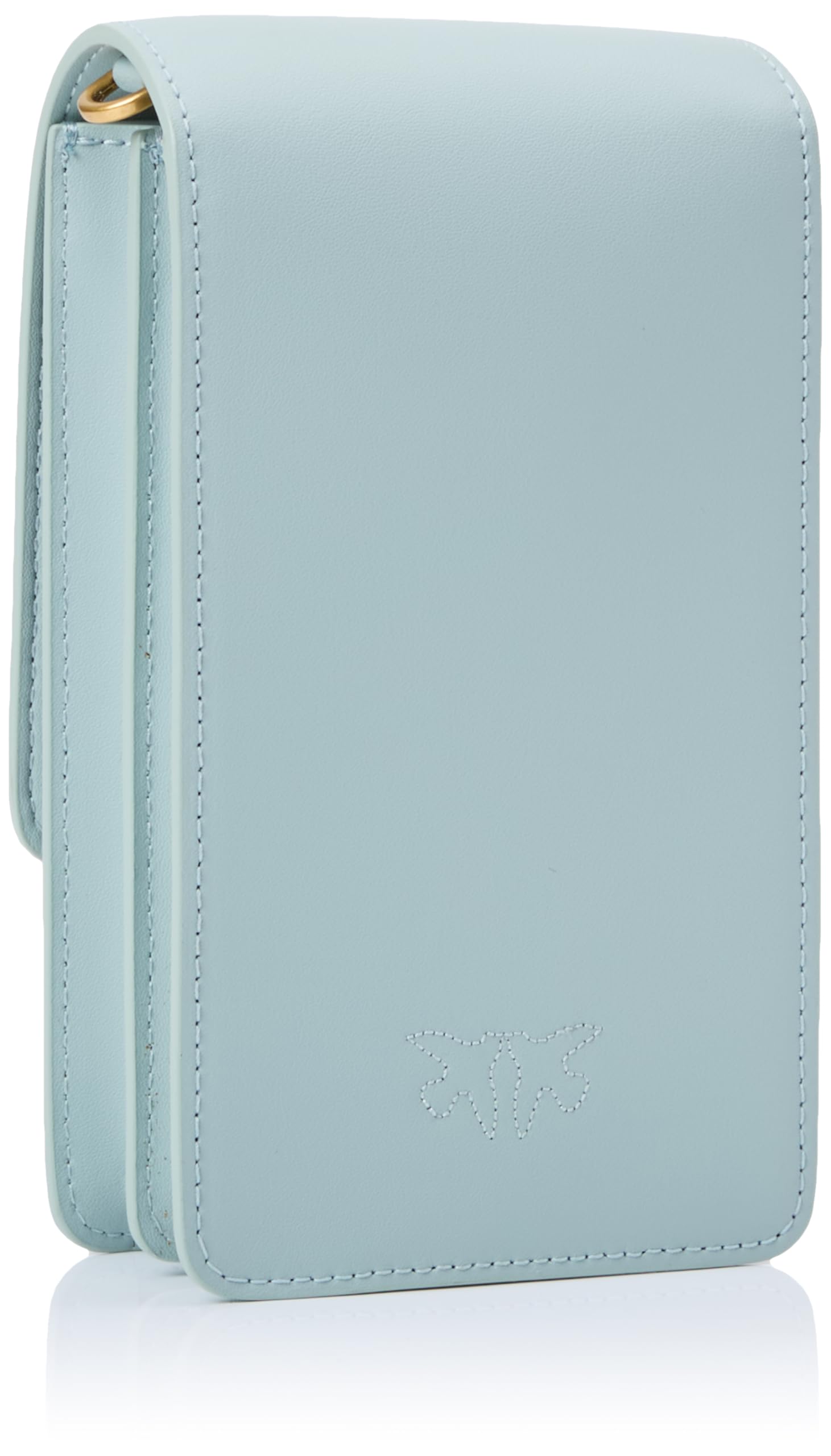 Pinko Love One Smart Piel de Becerro Seda, Accesorio de Viaje-Cuello Oblicuo para Mujer, E68q_bruma Gris-Dorado Antiguo, 12