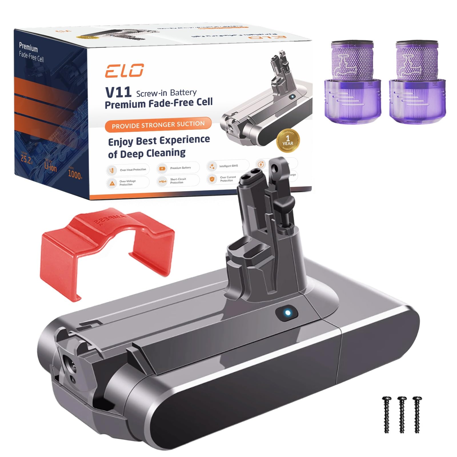 ELO V11 Screw Version Battery Compatible with V11 Screw-Installation Battery Vacuums: V11 Animal, V11 Complete, V11 Pro, V11 Torque, SV14.(for