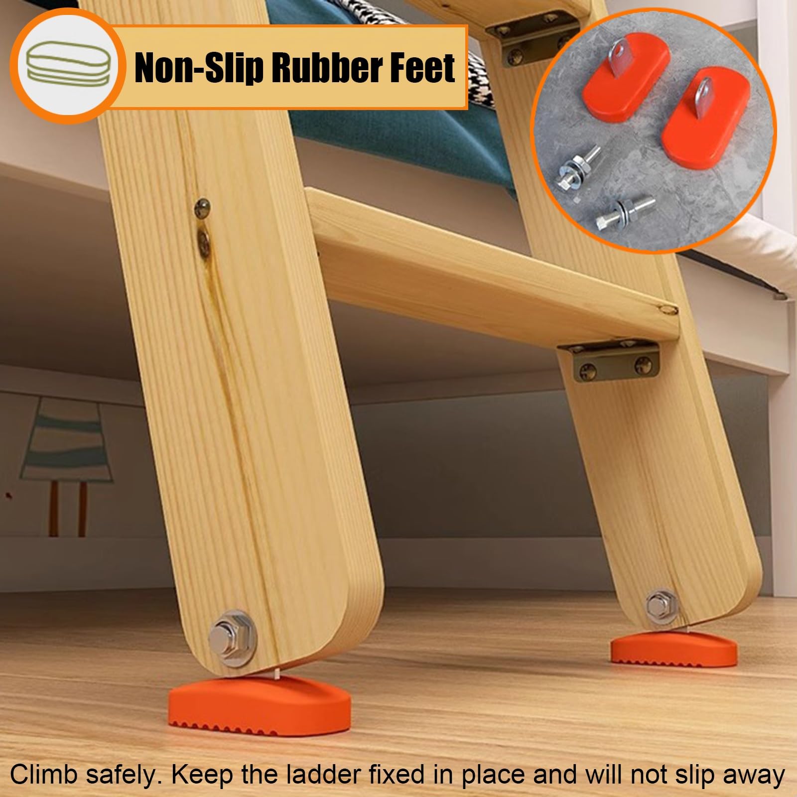 LXLZYXSF Kinder-Etagenbett-Leiter Ersatz Hölzerne Hochbett-Leiter, Wohnmobile Wohnmobil Stockwerkleiter Oben 100cm - 230cm Hoch, Wohnbett-Leiter Für Schulen, Baumhäuser(H-1.15m/45.3in/3.8ft)